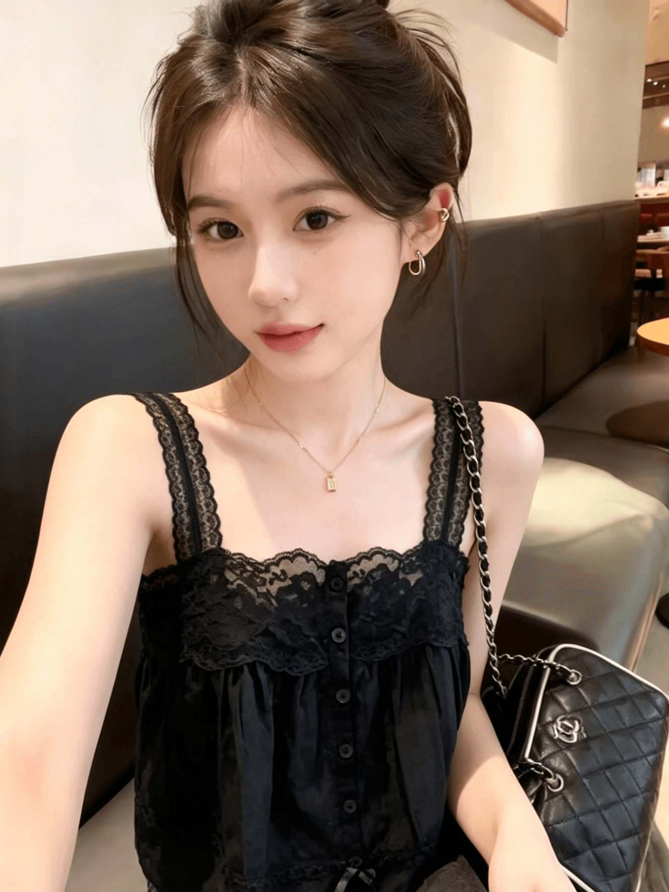 광장 칼라 민소매 캐미솔 2026 여름 새로운 맨위 이미지 2