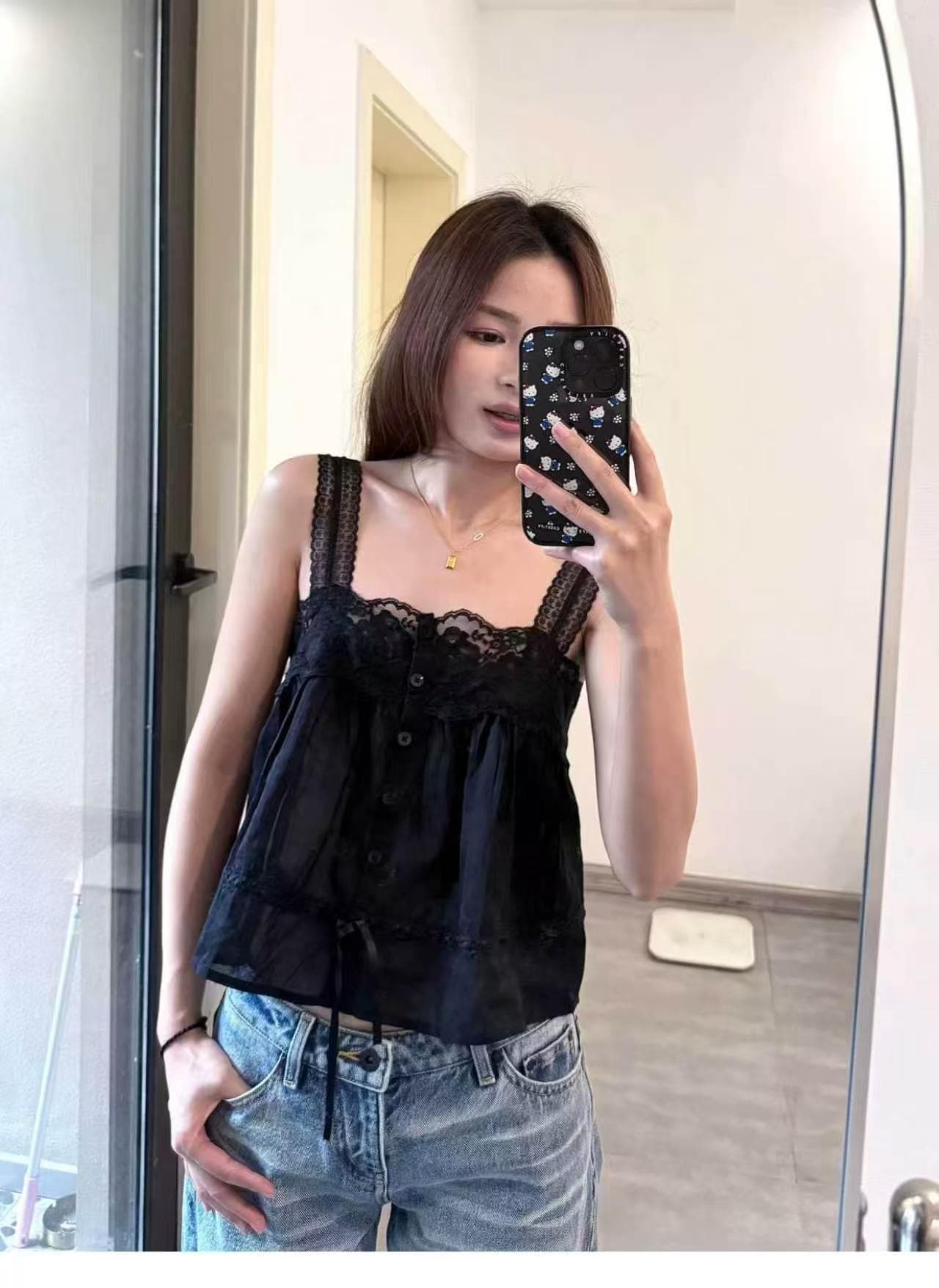 광장 칼라 민소매 캐미솔 2026 여름 새로운 맨위 상세 이미지 2