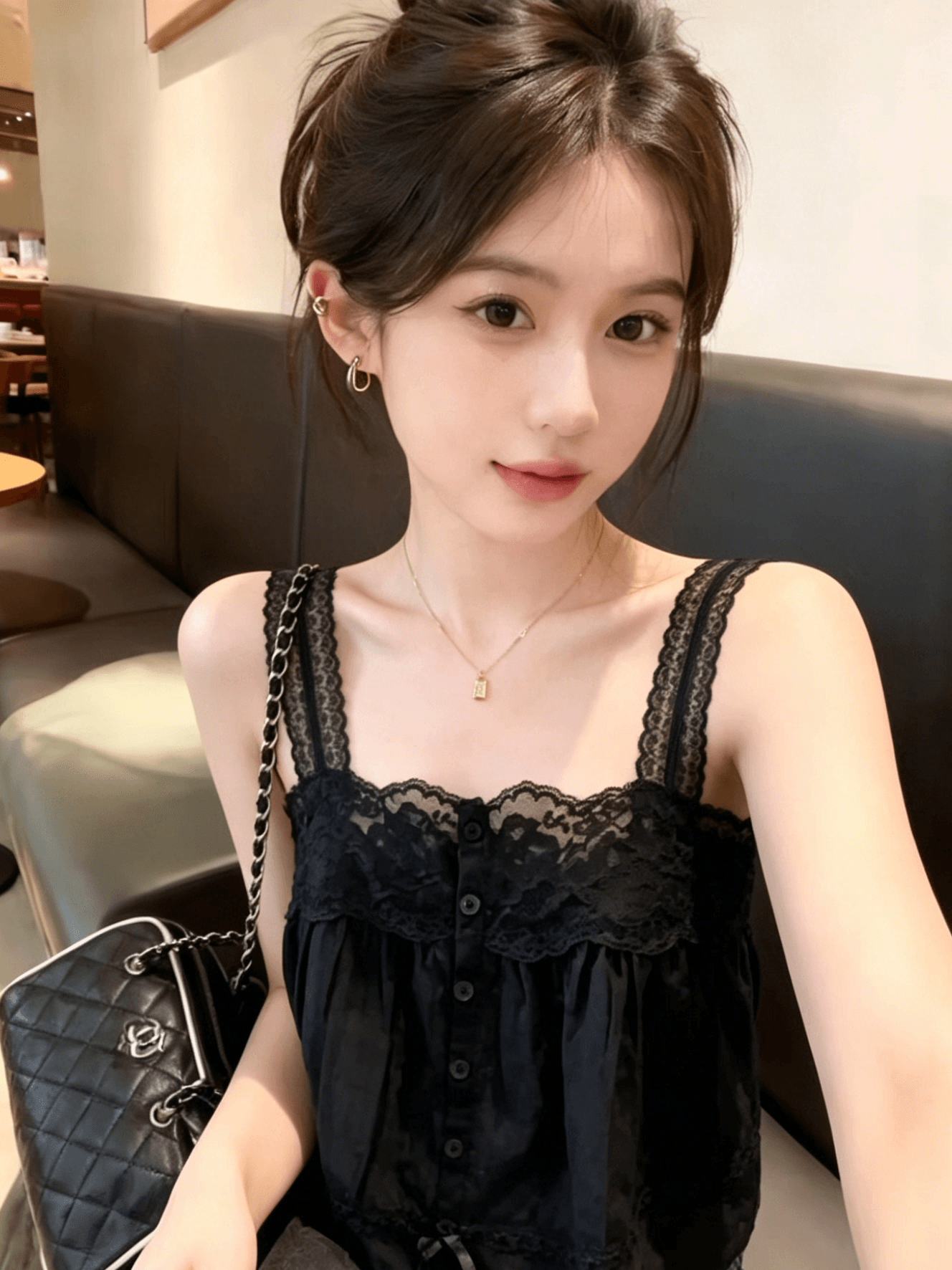 광장 칼라 민소매 캐미솔 2026 여름 새로운 맨위 상세 이미지 4