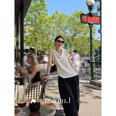리 - 별 디자인 센스 그리고 종이 몸매 가꾸기 니트 조끼 여성 여름 새로운 몸매 가꾸기 다용도 V넥 만나는 맨위 상세 이미지 1