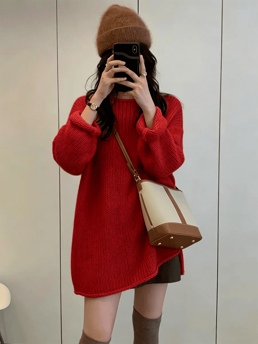 이른 가을 chic 느긋한 바람 니트 스웨터 스웨터 여자 가을 새로운 한 부서 고급 센스 루즈핏 긴팔 맨위 이미지 2