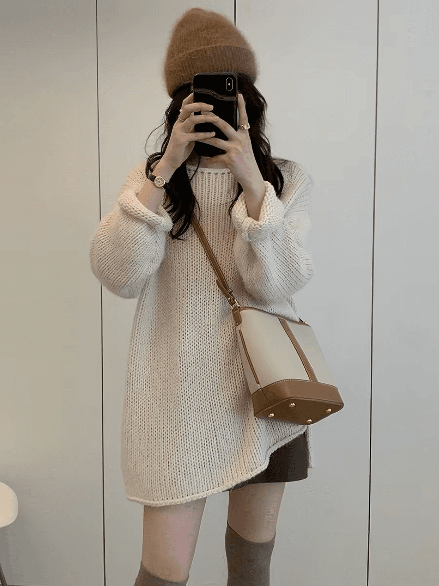 이른 가을 chic 느긋한 바람 니트 스웨터 스웨터 여자 가을 새로운 한 부서 고급 센스 루즈핏 긴팔 맨위 상세 이미지 6