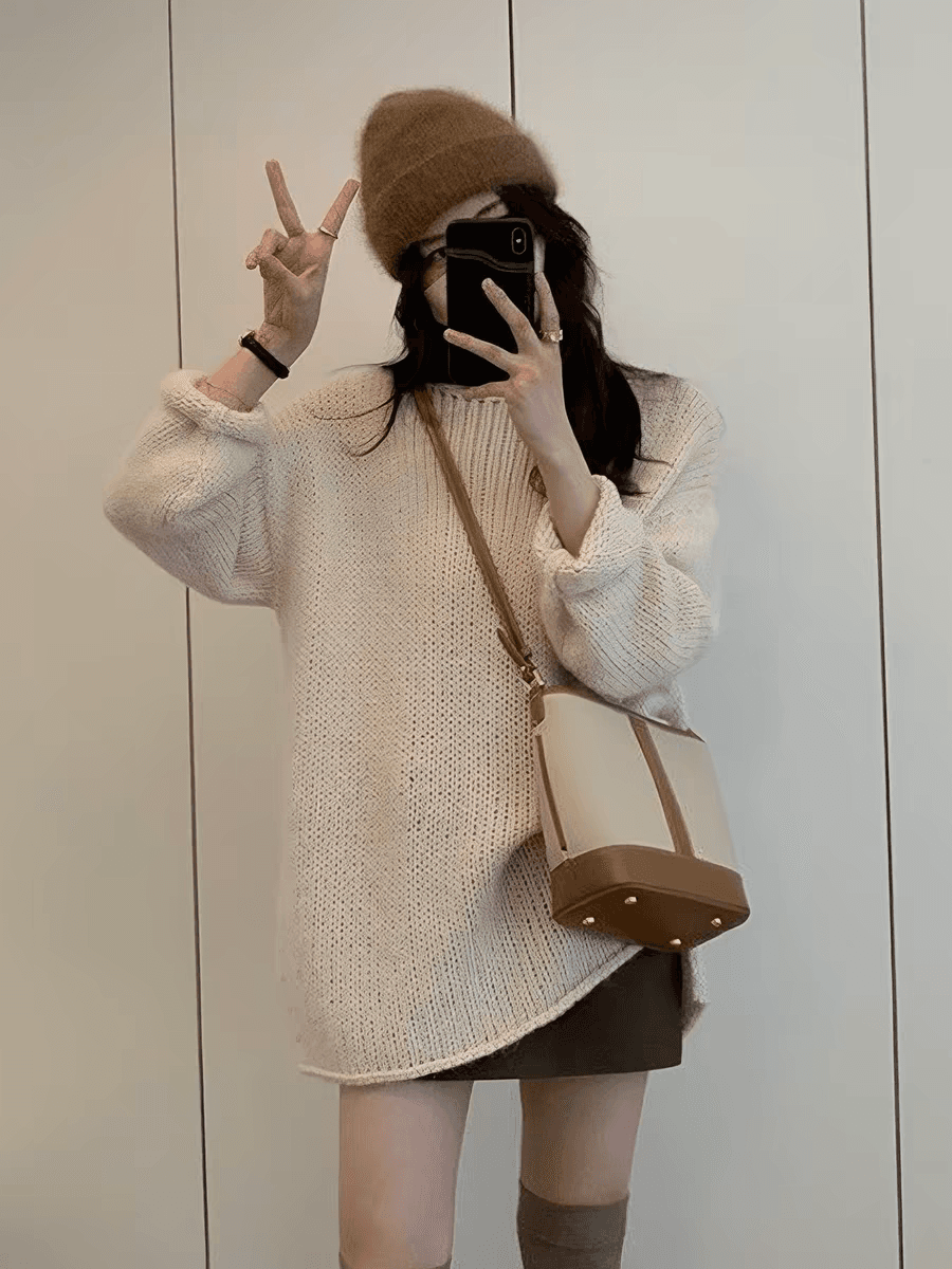 이른 가을 chic 느긋한 바람 니트 스웨터 스웨터 여자 가을 새로운 한 부서 고급 센스 루즈핏 긴팔 맨위 상세 이미지 7