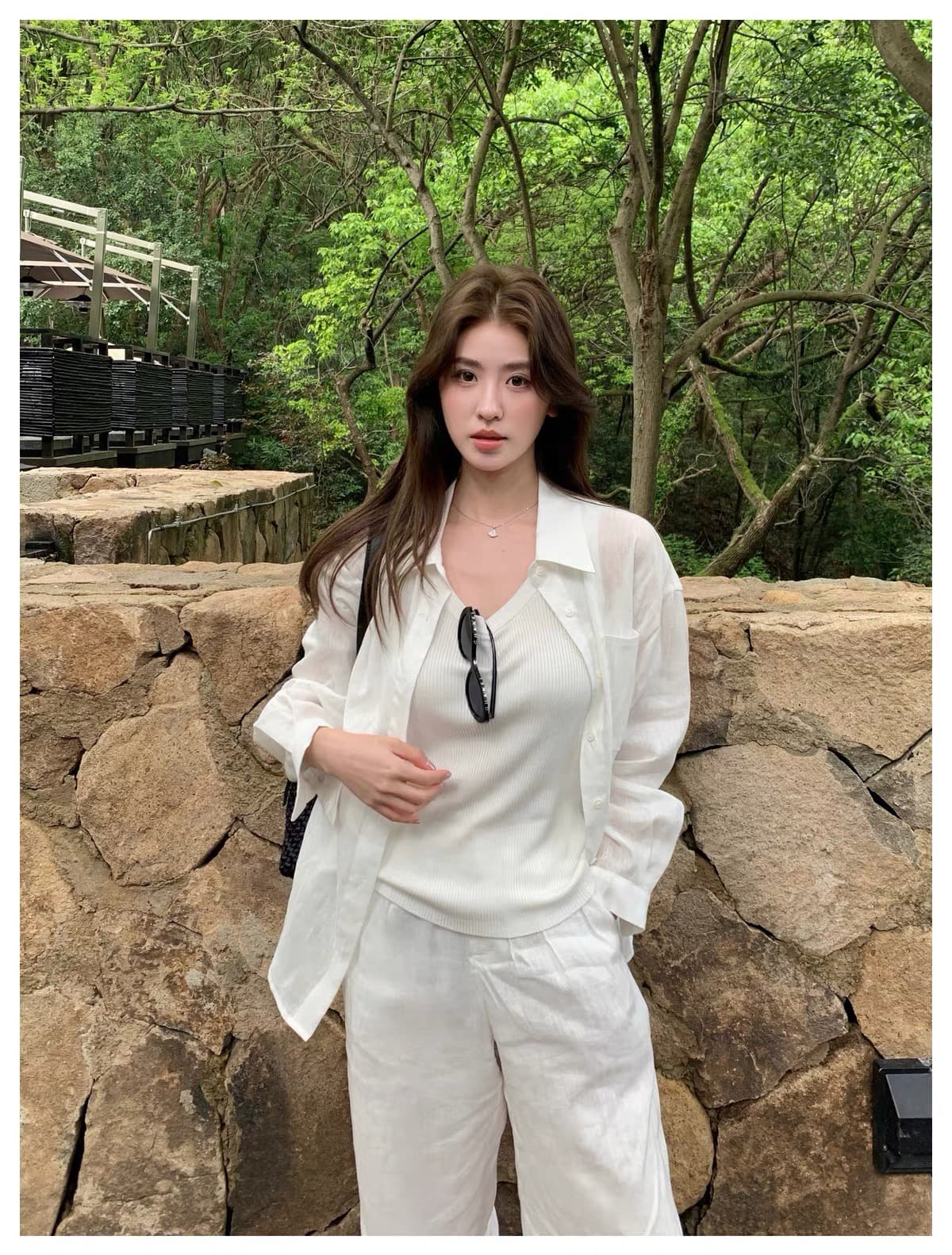 화이트 아마 여성 셔츠 2026 새로운 이른 가을 오래된 돈 바람 고급 센스 느슨함 외부 가져 가라. 통기성 셔츠 트렌디 이미지 3