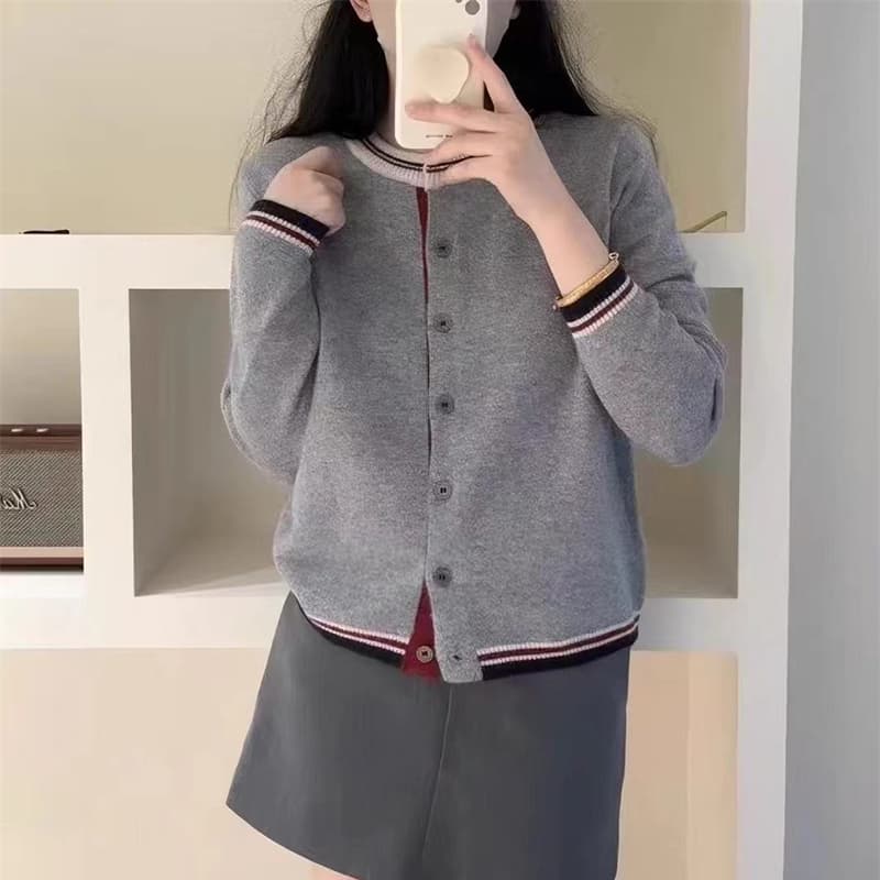 가을 겨울 새로운 여성 의류 패션 미니멀리즘 영국식 패치워크 색상 니트 오픈 가디건 스웨터 코트 고급 착용 가져 가라. 아름다운 맨위 상세 이미지 3