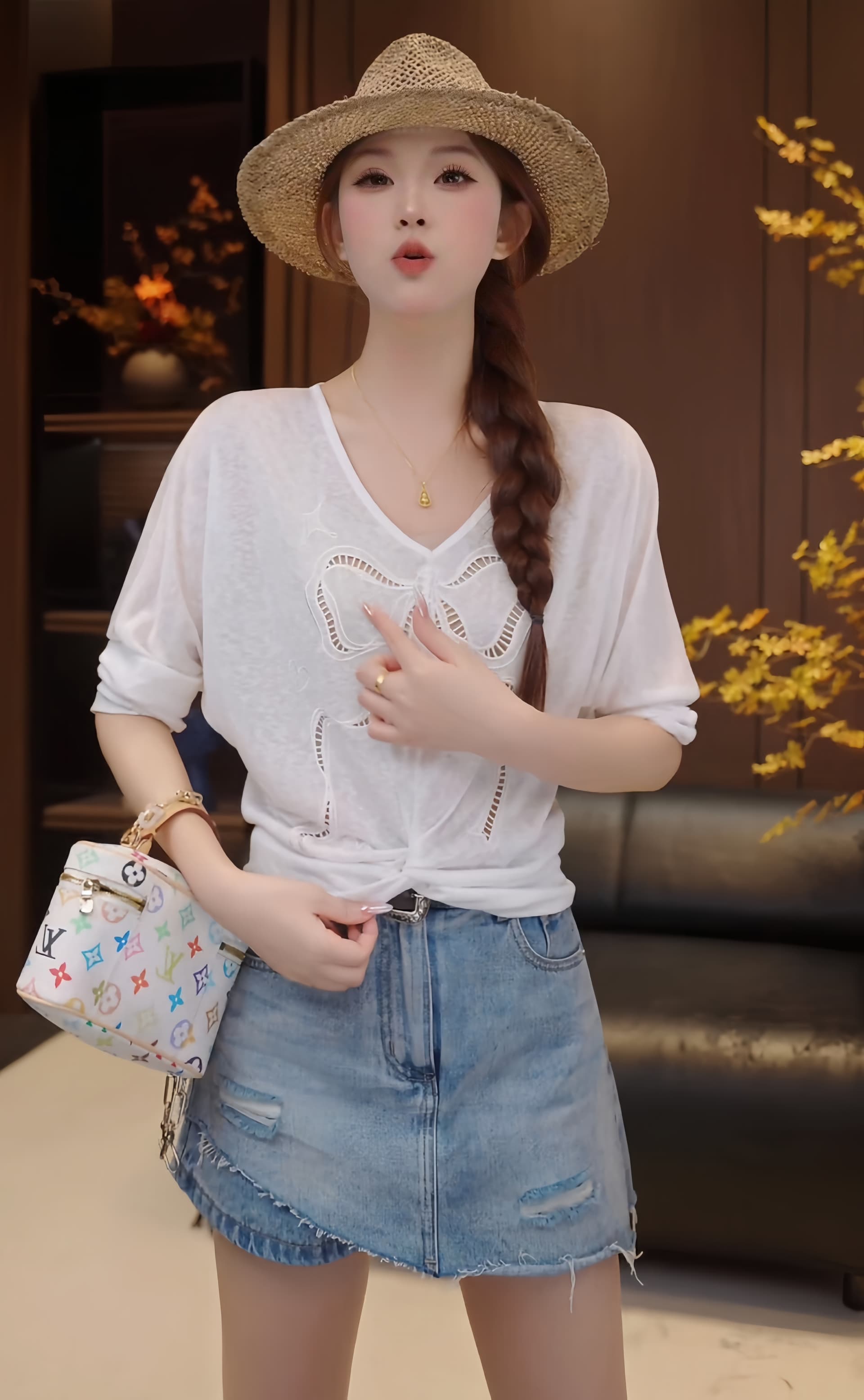 라이 경기 서울 나비 매듭 비틀림 미니멀리즘 외국 가스 얇은 스타일 긴팔 이미지 2