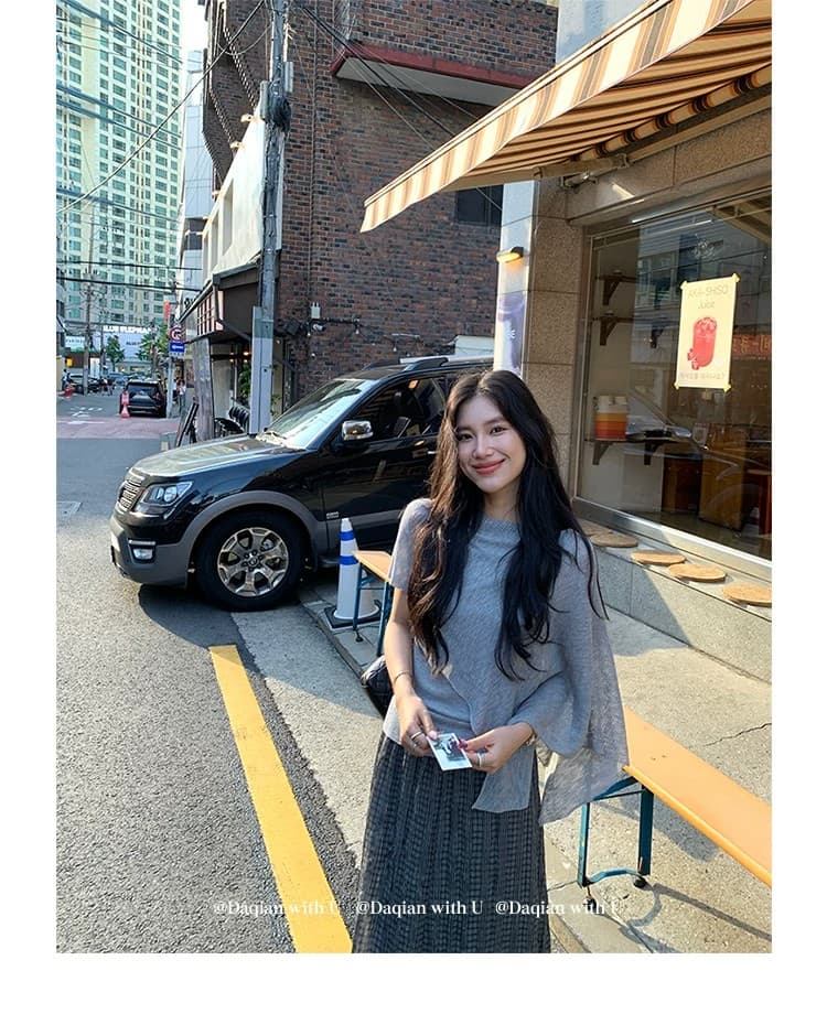 daqianwithu 필리핀 린 영화 부드럽다 프로 피부 부드러운 편안함 느긋한 숄 니트 스웨터 이미지 2