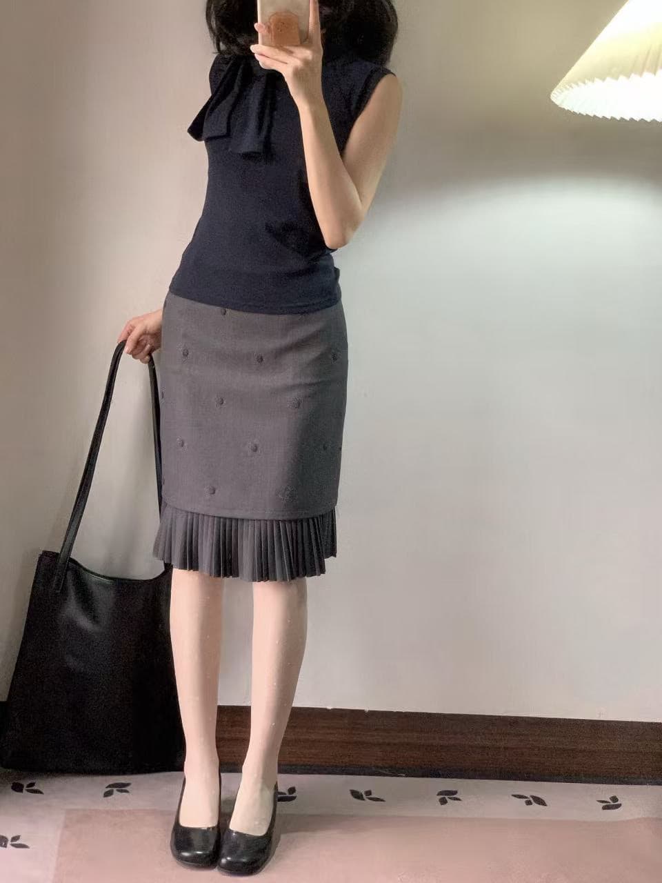 2026 여름 새로운 품격 전체 집합 ootd 착용 가져 가라. 자이언트 잘 생긴 아름다운 서리가 내린 첨부 된 의류 반신 치마 세트 상세 이미지 3