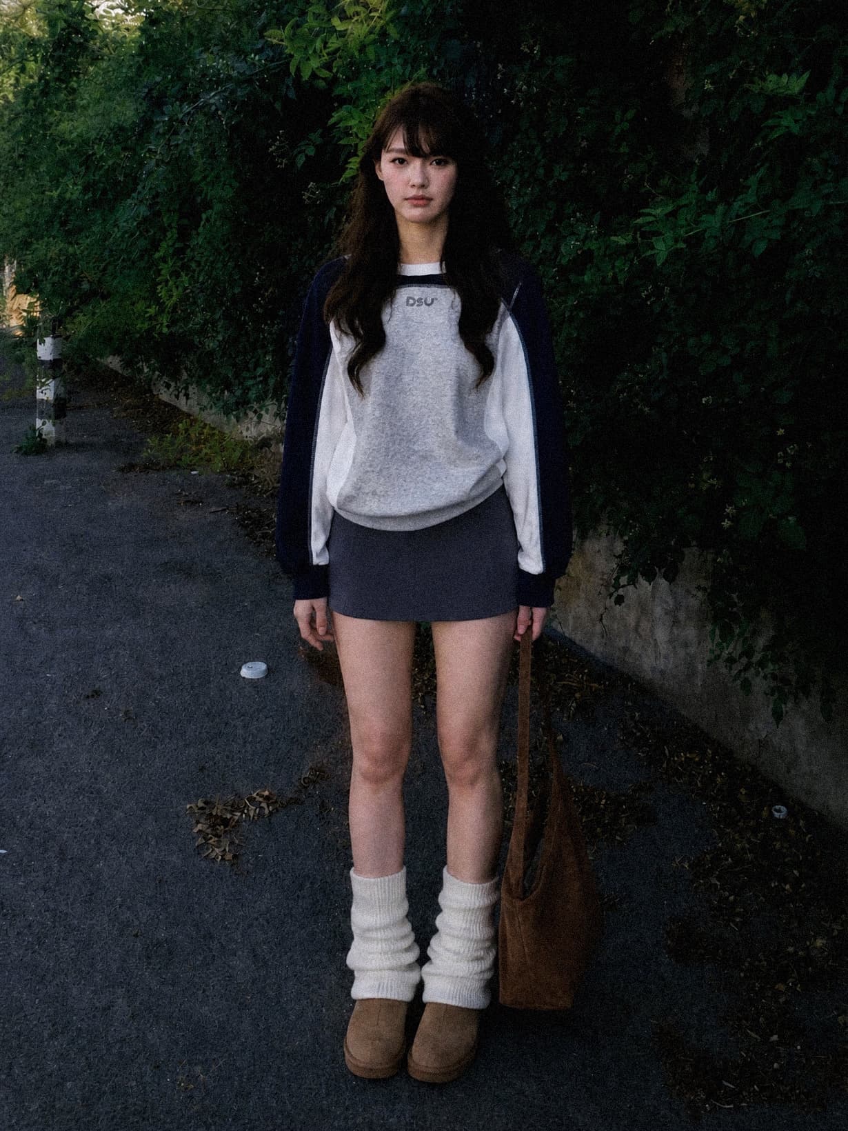 가을 신제품 배색 패치워크 캐주얼 루즈핏 라운드 넥 후드티 여성 아메리칸 레트로 털 서클 순면 이미지 3