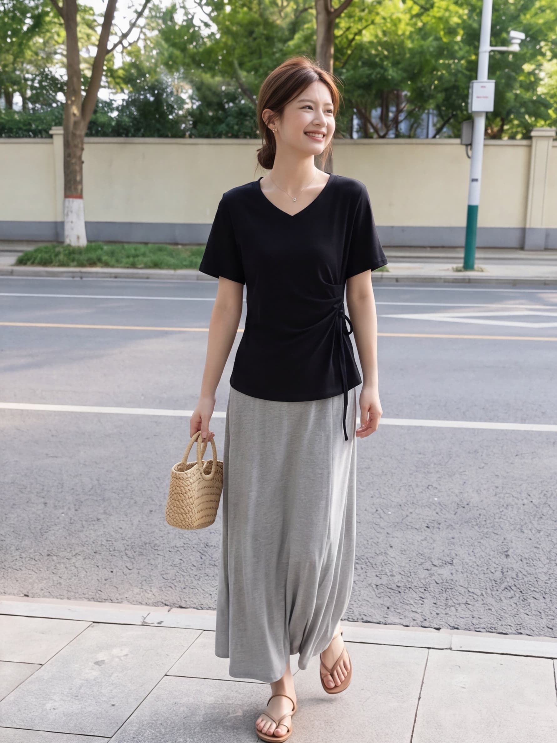 한 부서 착용 가져 가라. 반신 스커트 아이들 빛 사람들 코치 착용 가져 가라. 전체 집합 여름 ootd 착용 가져 가라. 소나무 상세 이미지 4