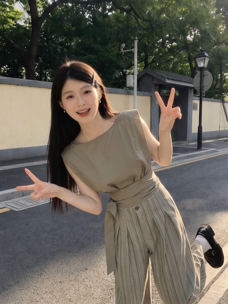 도루 센스 와이드 레깅스 바지 여름 2025 새로운 올해 인기 폭발 하이웨이스트 루즈핏 스트레이트 캐주얼 이미지 2