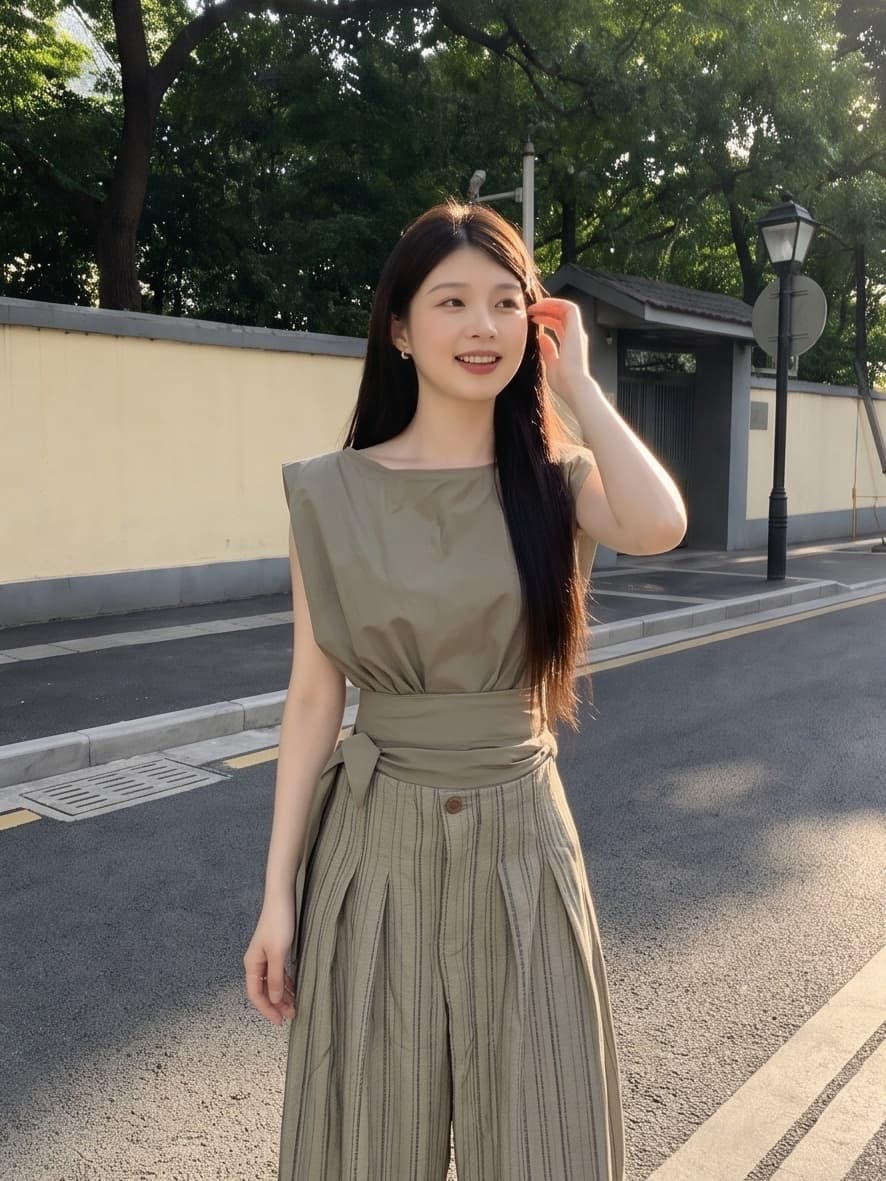 도루 센스 와이드 레깅스 바지 여름 2025 새로운 올해 인기 폭발 하이웨이스트 루즈핏 스트레이트 캐주얼 상세 이미지 4