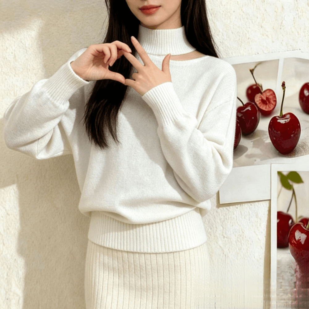프랑스식 부드러운 바람 행침 목 오프숄더 긴팔 니트 스웨터 여성 봄 가을 슈퍼 잘 생긴 고급 센스 풀오버 새로운 상세 이미지 11