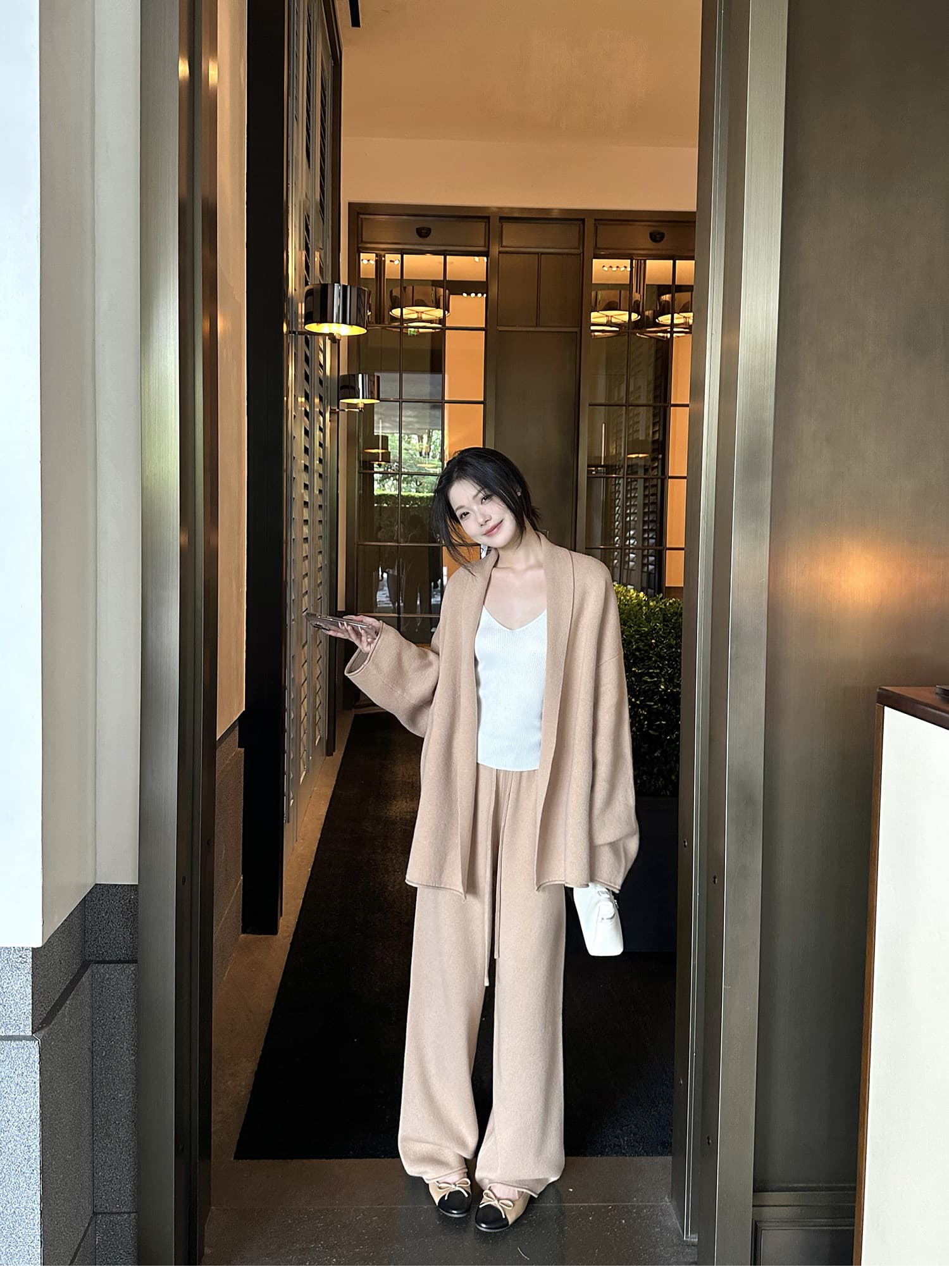 5werkwen 높음 제품 row 부서 목욕 가운 세트 그룹 높음 비율 양모 세트 스웨터 오픈 가디건 루즈핏 3종 세트 상세 이미지 11