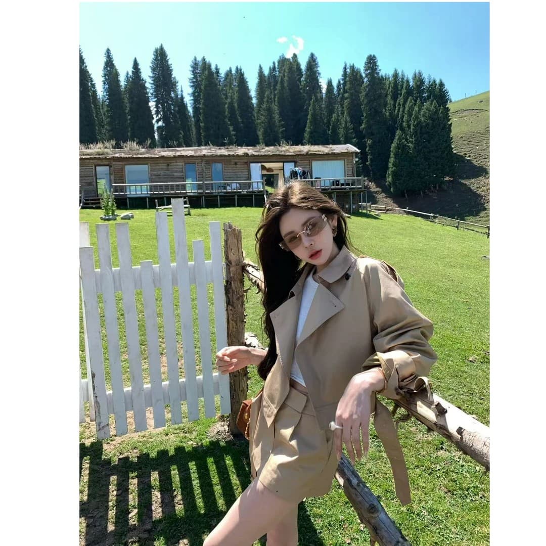 쌀 Na 홈 해시계 바젤 카키 워크웨어 섹션 재킷 카키 워크웨어 치마바지 상세 이미지 3