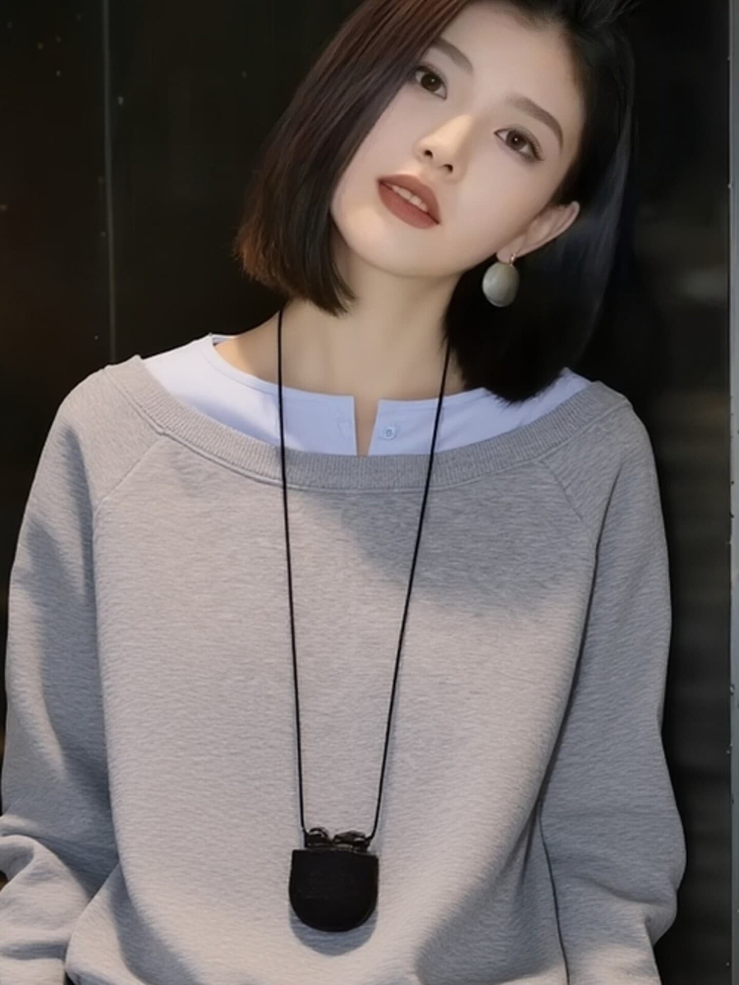 고급 센스 배색 패치워크 페이크 레이어드 풀오버 스웨트셔츠 2026 봄 섹션 패션 다용도 캐주얼 긴팔 맨위 여성 상세 이미지 8