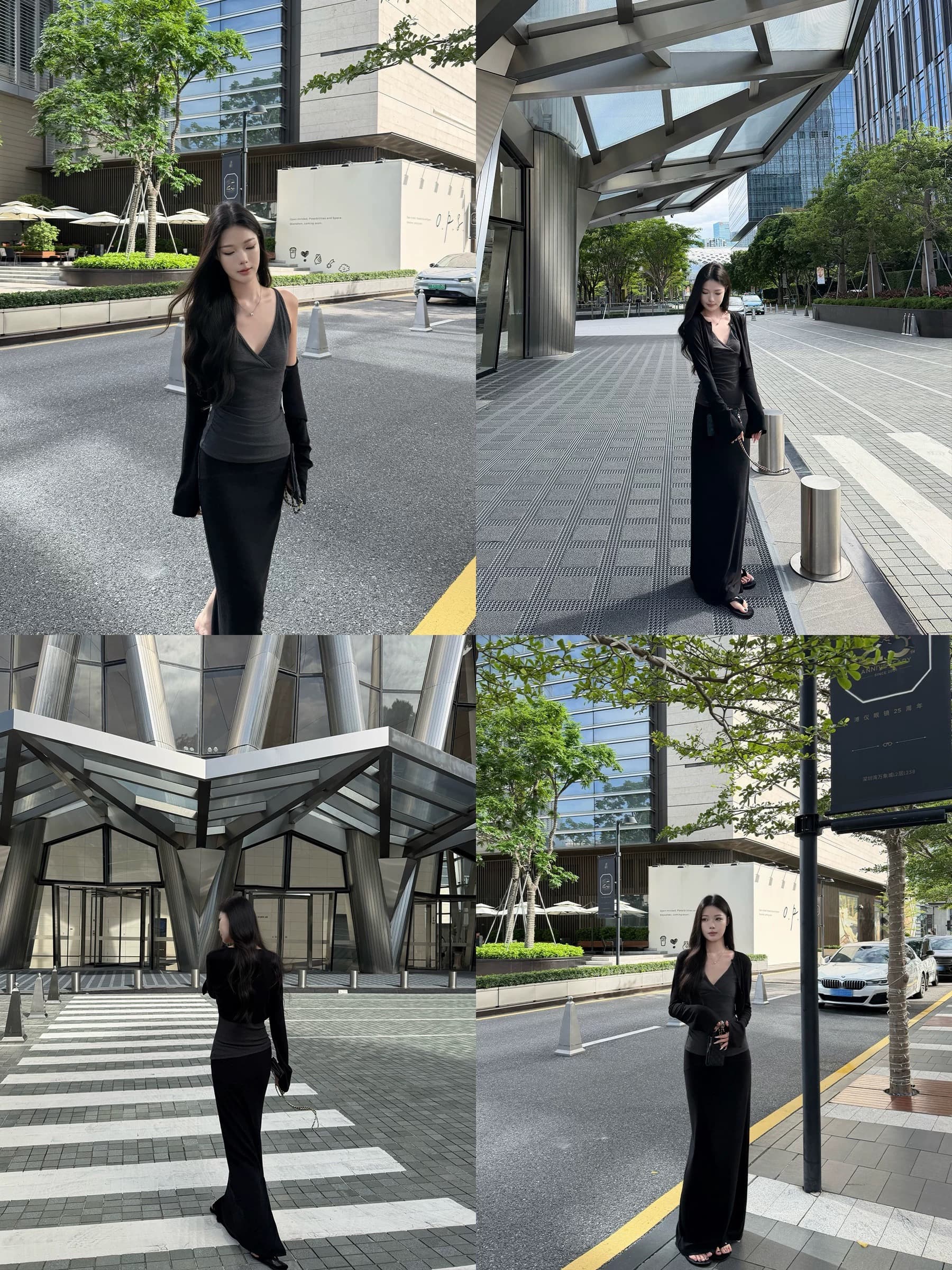 5werkwen cozy 비스듬한 수리 스택 세트 그룹 부드러운 좋은 비율 짧은 오픈 가디건 슬립 스트레이트 반 스커트 3종 세트 상세 이미지 3