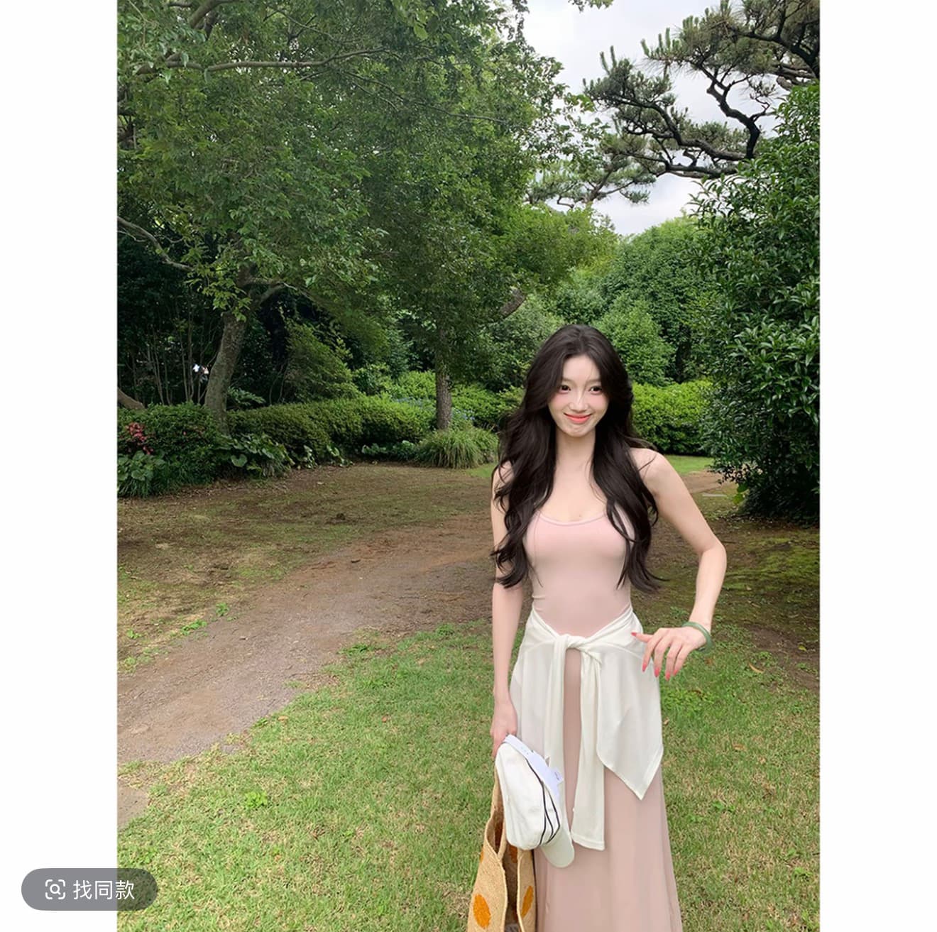 와라. 금융 작은 말 느슨함 주간 접시 치마 행침 목 여성 드레스 슬립 롱 스커트 몸매 가꾸기 품격 휴가 치마 상세 이미지 3