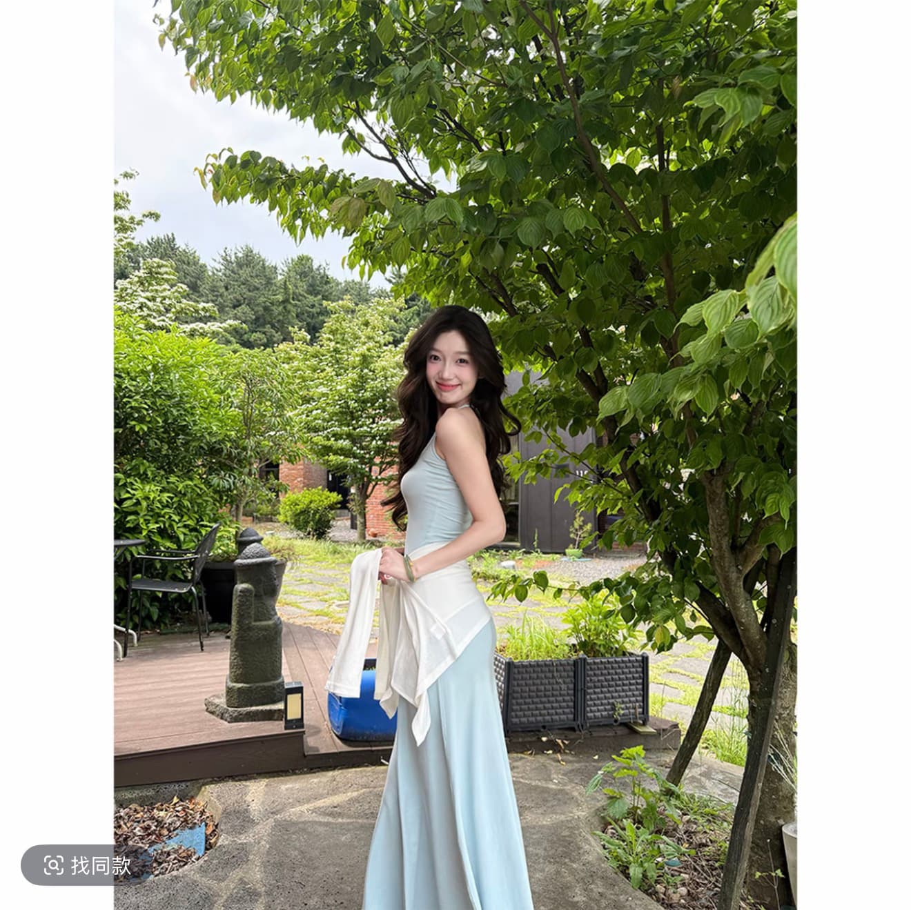 와라. 금융 작은 말 느슨함 주간 접시 치마 행침 목 여성 드레스 슬립 롱 스커트 몸매 가꾸기 품격 휴가 치마 상세 이미지 4