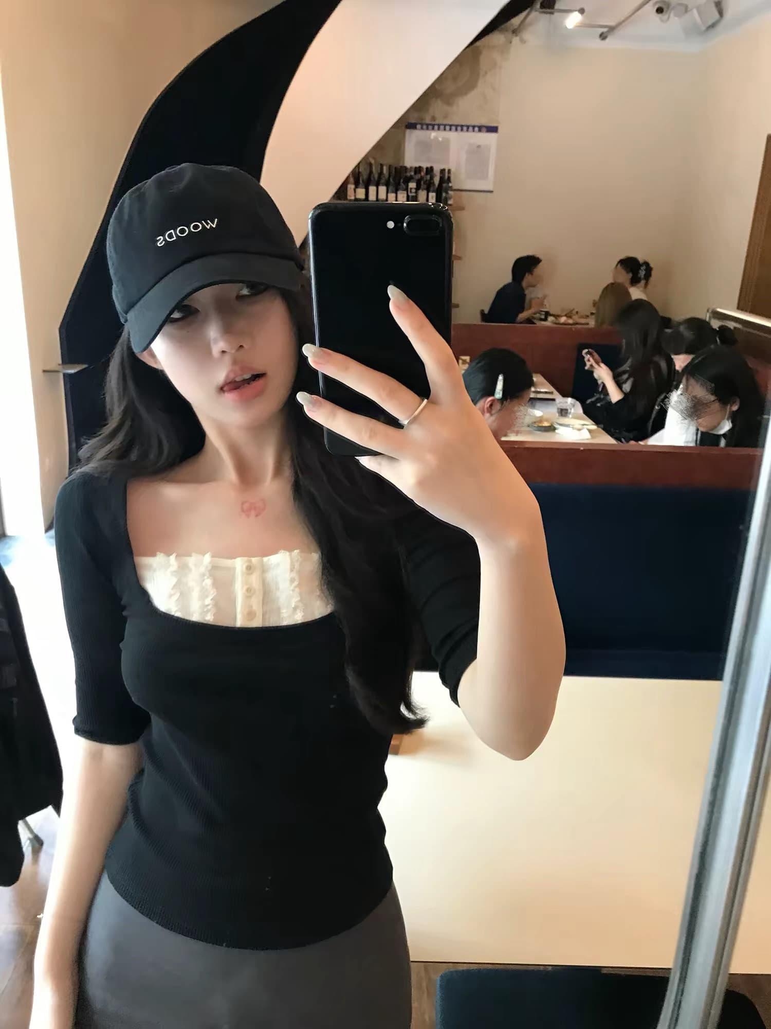 sheepland 작은 한 수식 레이스 페이크 레이어드 모달 니트 티셔츠 여성 이른 가을 반소매 슬림해 보이는 맨위