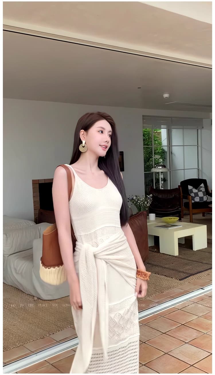 한국 동대문 품격 명문 여성 인사이드 가져 가라. 만나는 니트 슬립 드레스 가을 겨울 몸매 가꾸기 슬림해 보이는 조끼 롱 스커트 이미지 2