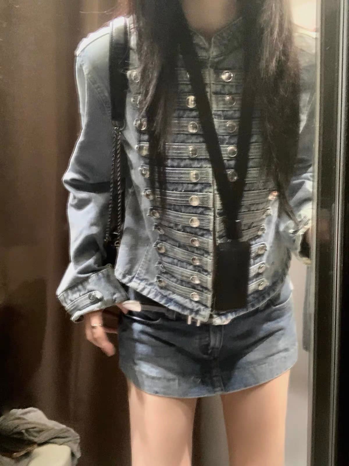 파란색 레트로 데님 여성 코트 얇은 스타일 2026 년 봄 가을 새로운 올해 인기 폭발 절묘한 작은 샤넬 스타일 상세 이미지 6