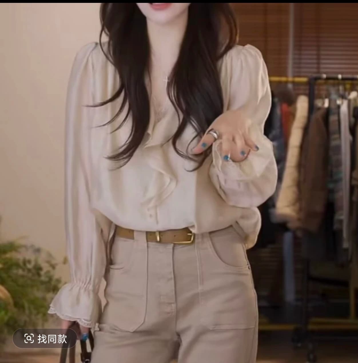 boxue 구름 이순신 조기 가을철 실크 고급 센스 통기성 프릴 빛 럭셔리 티셔츠 상세 이미지 2