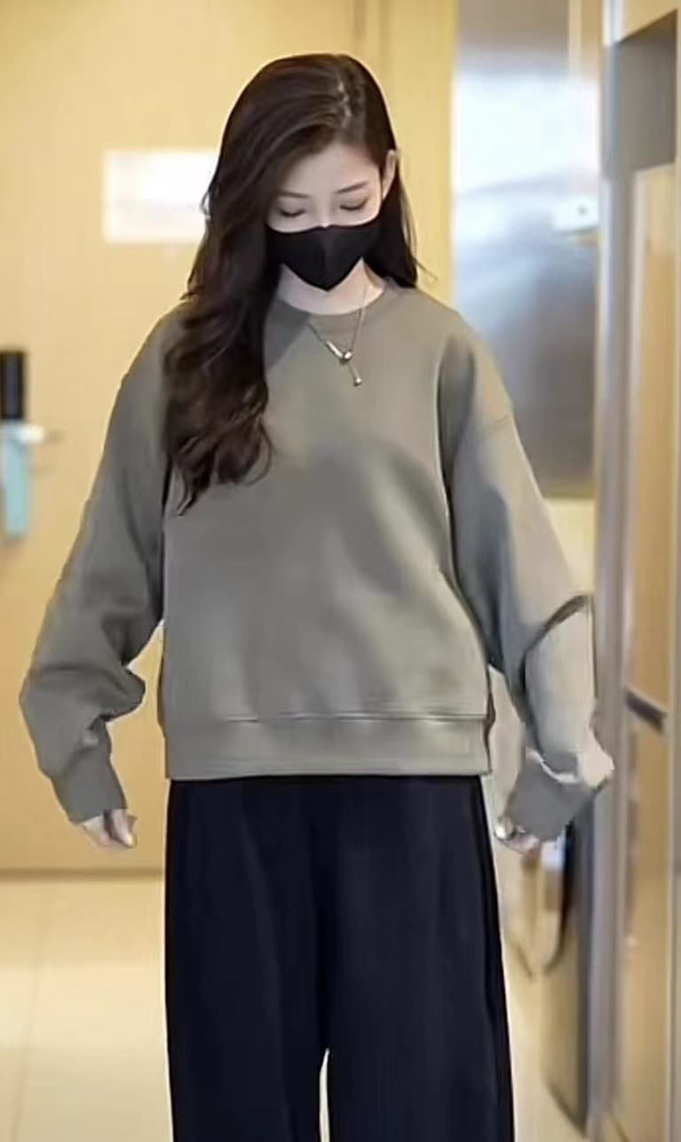 한국 스타일 루즈핏 후드 짧은 외투 캐주얼 후드티 플러스 캐주얼 에디션 9부 바지 다용도 세트 이미지 4