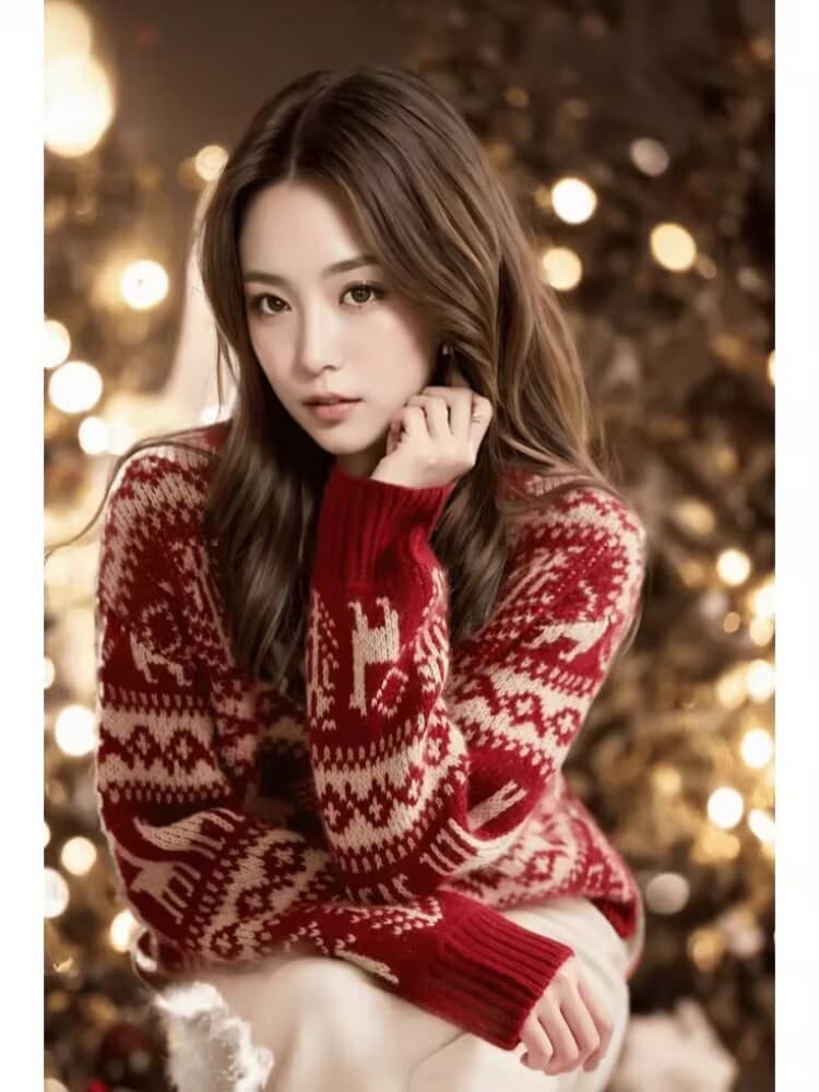 끝났어 신년 빨간색 스웨터 여자 가을 겨울철 두꺼운 크리스마스 고급 디자인 센스 느긋한 바람 인사이드 가져 가라. 만나는 니트 스웨터 상세 이미지 10