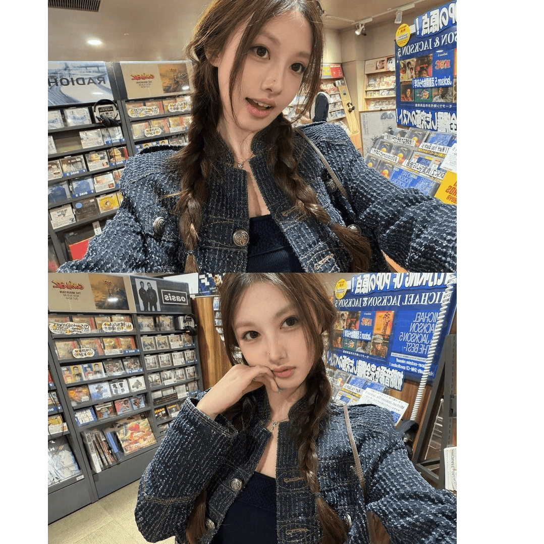 스탠드 칼라 단추 데님 쇼트 스타일 여성 코트 가을 작은 키 한국 스타일 슬림해 보이는 품격 다용도 긴팔 재킷 맨위 상세 이미지 3