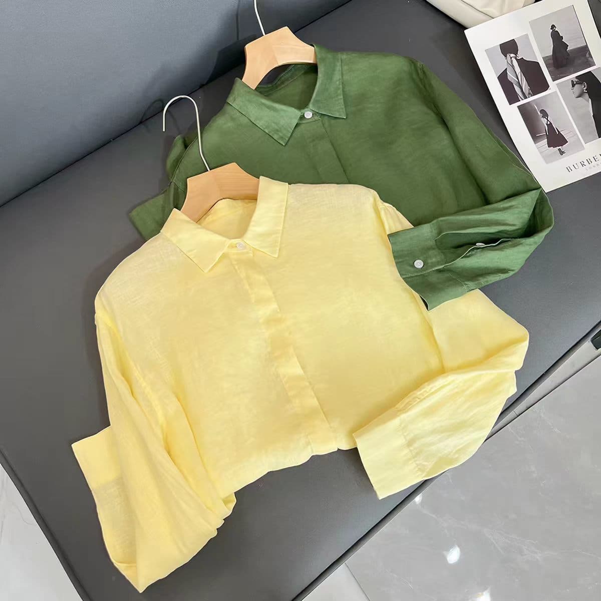 프랑스식 화이트 아마 오래된 돈 바람 여성 셔츠 여름 캐주얼 고급 느슨함 센스 면 린넨 셔츠 긴팔 자외선 차단 맨위 상세 이미지 2