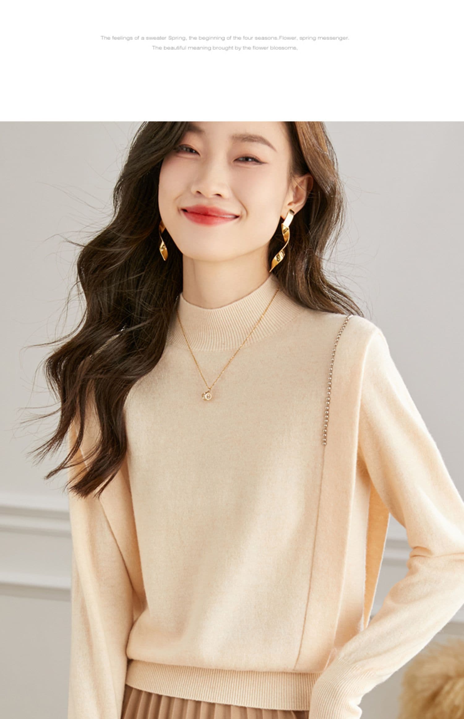 반하이넥 카디건 여성 가을 겨울 2026 새로운 작은 키 인사이드 가져 가라. 기본 셔츠 하이웨이스트 쇼트 스타일 스웨터 상세 이미지 15