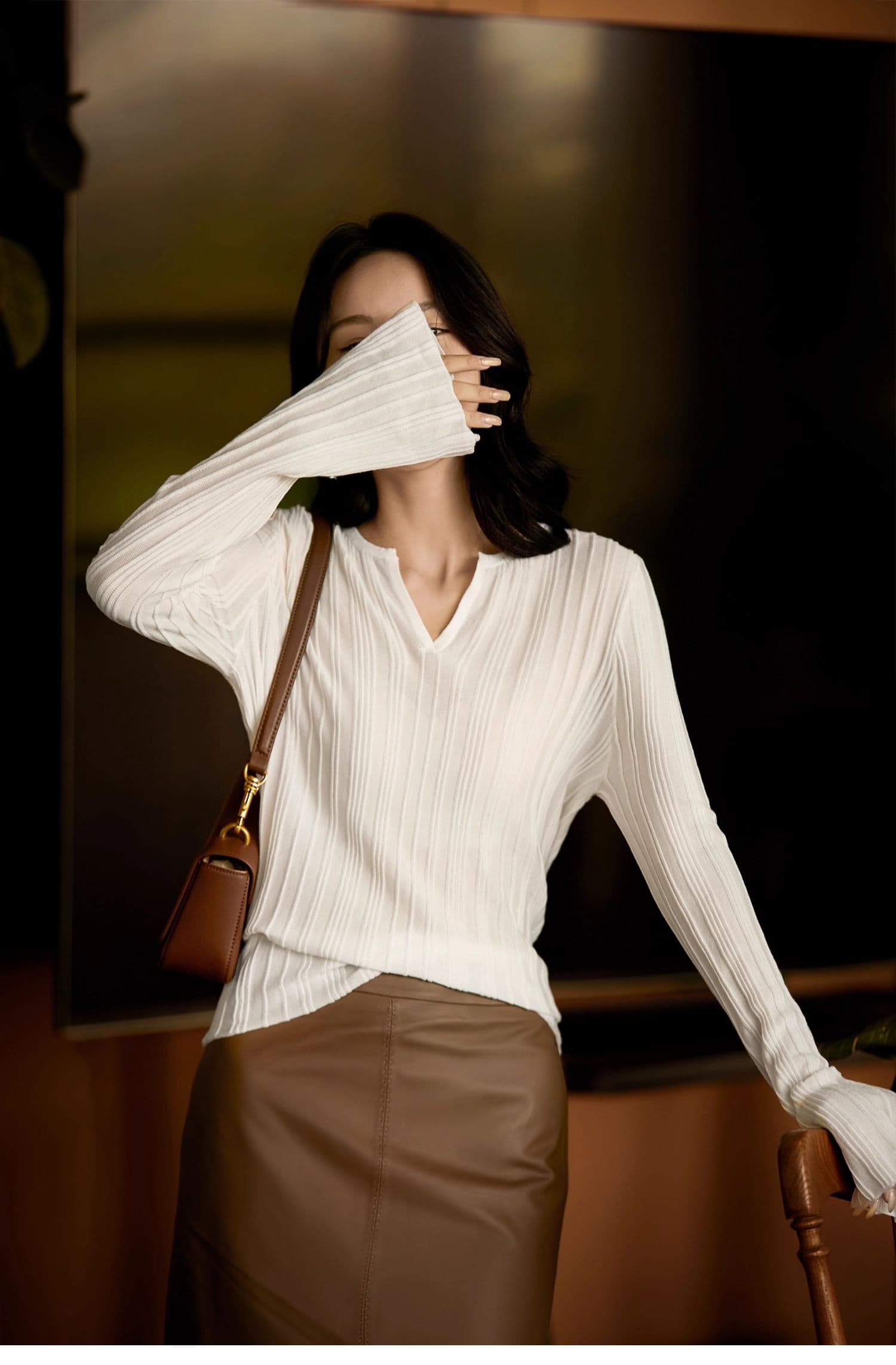 웃음 한 법원 い 실크 언어 부드러운 빛 포함 뽕나무 누에 실크 양모 수직 구덩이 기사 드럼 패키지 디자인 니트 스웨터 맨위 가을 상세 이미지 10