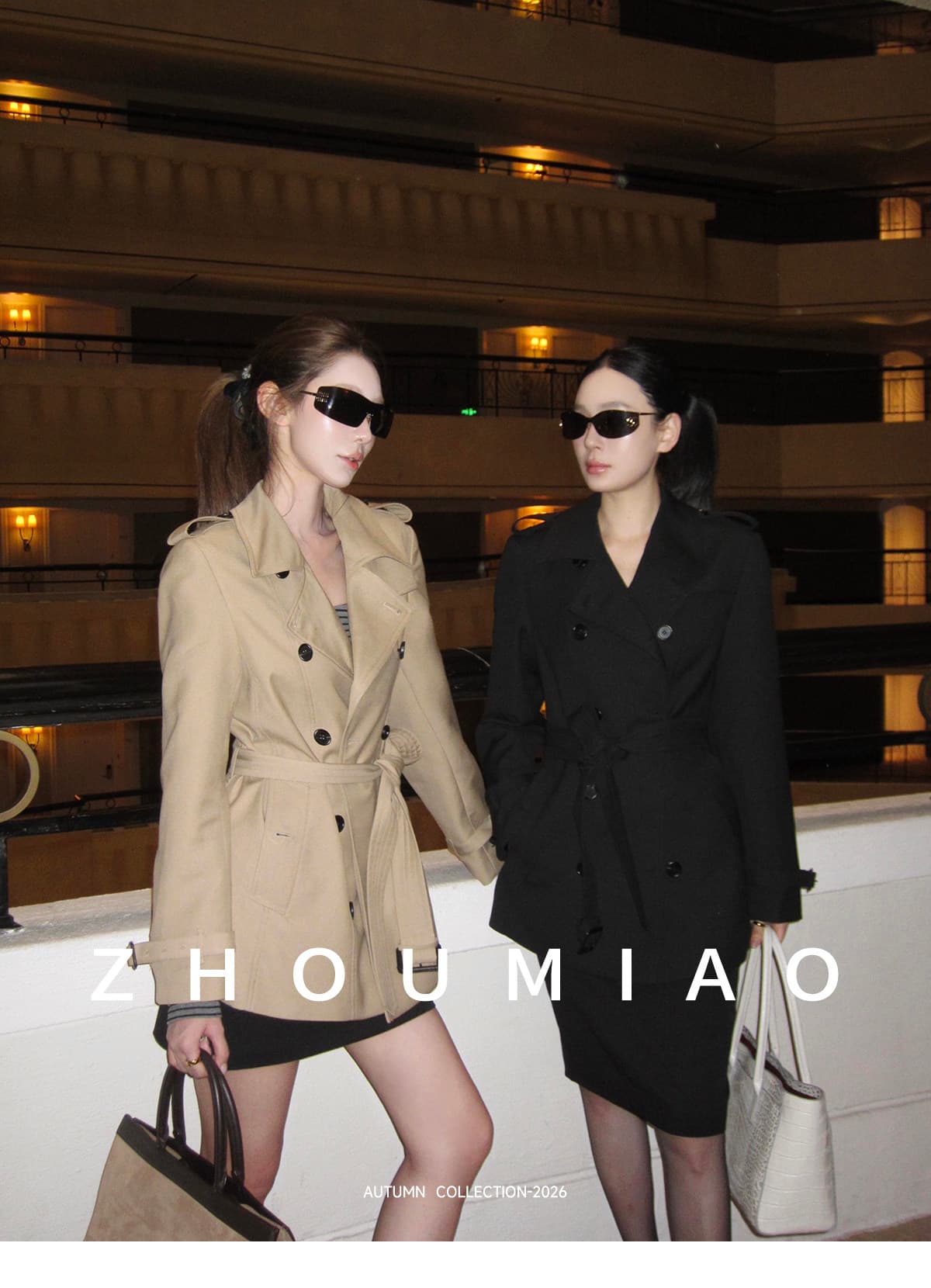 주 淼 zhoumiao 바람막이 왕 고대 조기 한 부서 폴로 칼라 이중 버튼 바람막이 쇼트 스타일 품격 여성 코트 이미지 2
