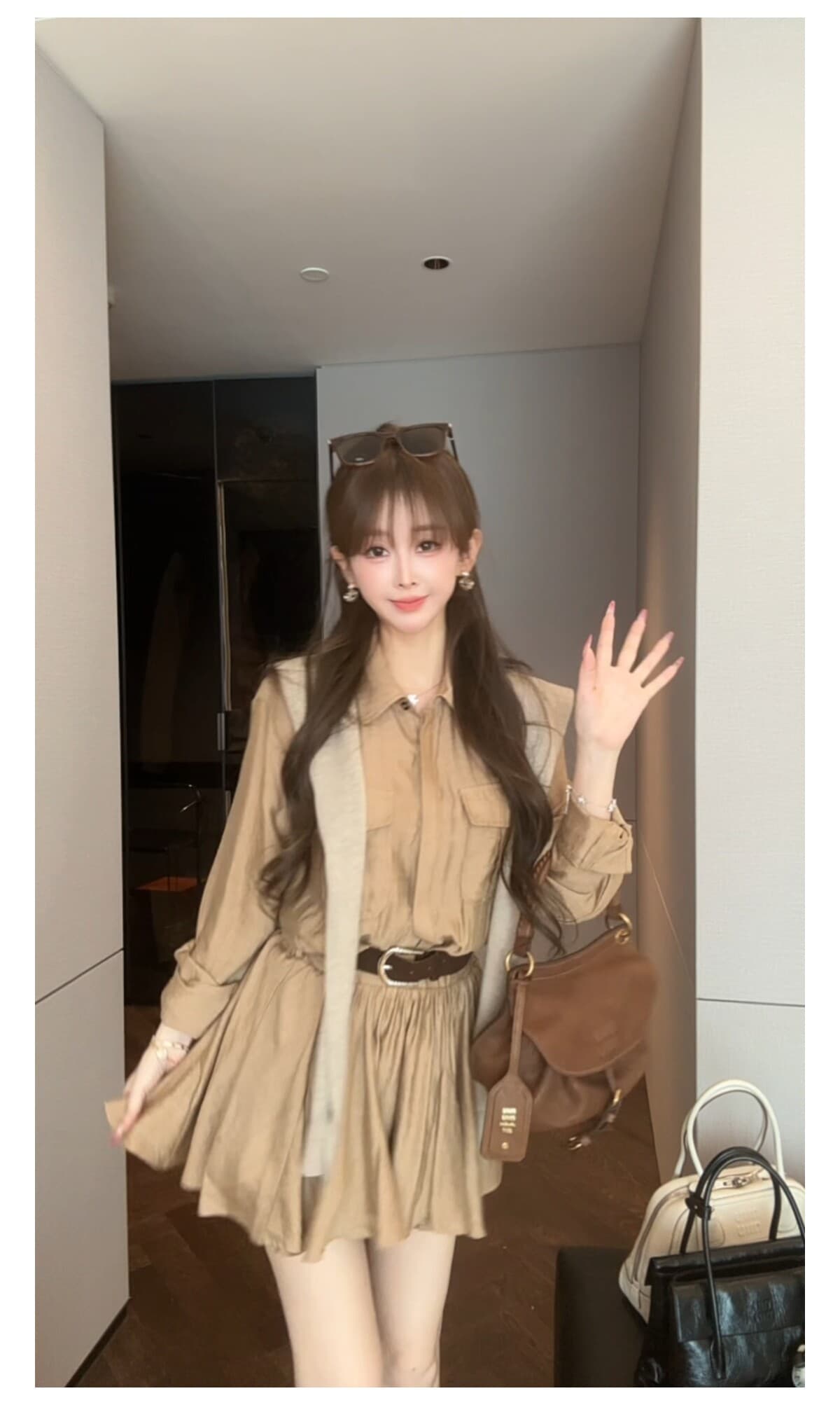 수영하다 사슴 사슴 고급 센스 그는 벤 바람 아마 허리 수축 슬림해 보이는 여성 드레스 가을 26 슈퍼 화재 새로운 품격 워크웨어 치마 상세 이미지 6
