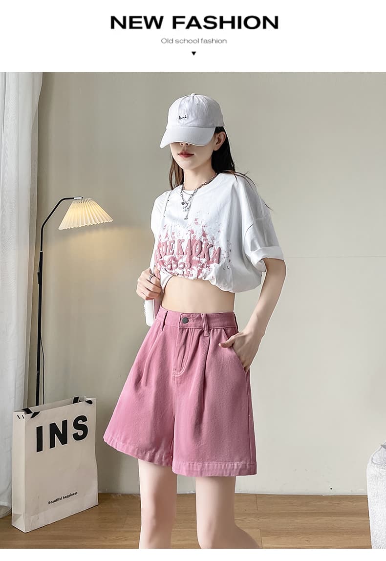 실사 녹색 데님 반바지 여성 여름 새로운 루즈핏 슬림해 보이는 세련된 작은 키 한 마디 루즈핏 와이드 레그 팬츠 상세 이미지 19