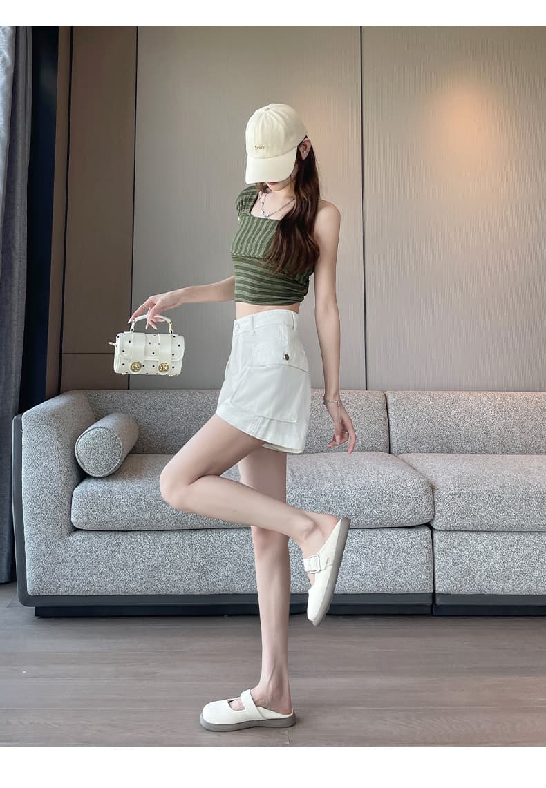 실사 아메리칸 쌀 화이트 워크웨어 데님 반바지 여성 2026 여름 얇은 스타일 한 마디 복부 수축 작은 키 달콤한 차가운 바람 바지 상세 이미지 14