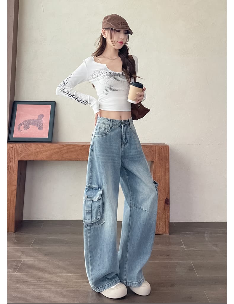 실사 워크웨어 스트레이트 청바지 여성 가을 새로운 루즈핏 핫걸 다용도 슬림해 보이는 세련된 느슨함 센스 와이드 레그 팬츠 상세 이미지 16