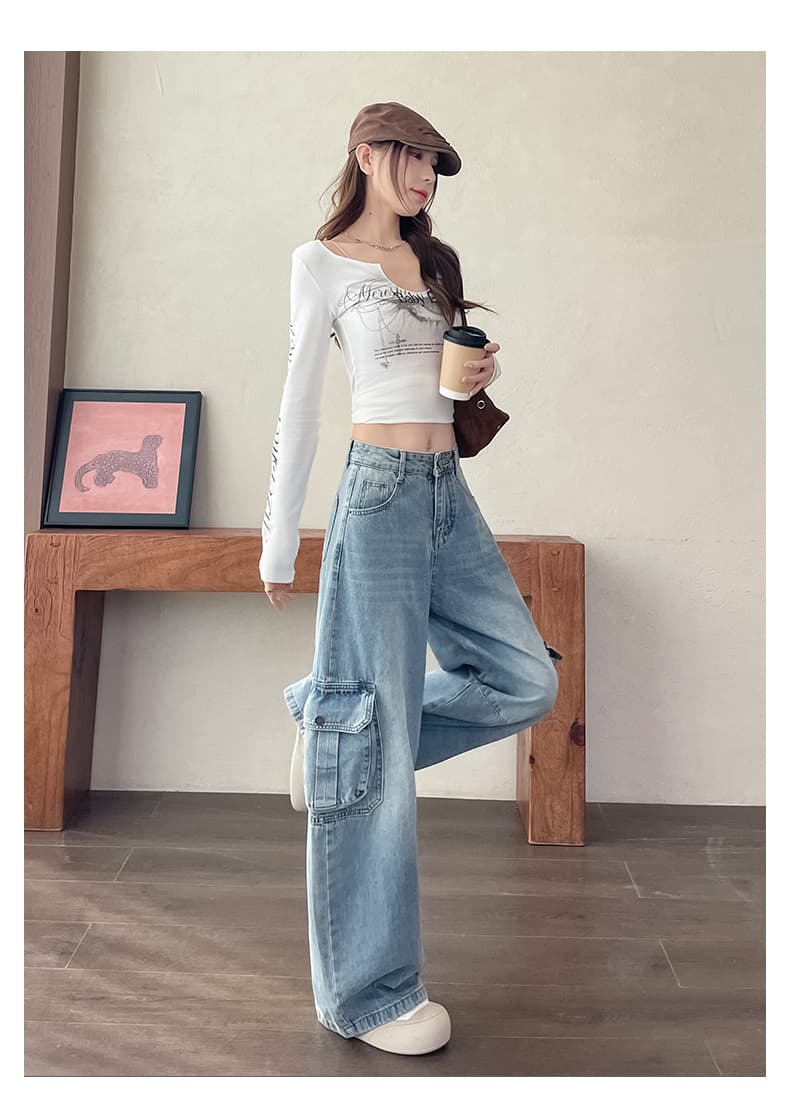 실사 워크웨어 스트레이트 청바지 여성 가을 새로운 루즈핏 핫걸 다용도 슬림해 보이는 세련된 느슨함 센스 와이드 레그 팬츠 상세 이미지 17