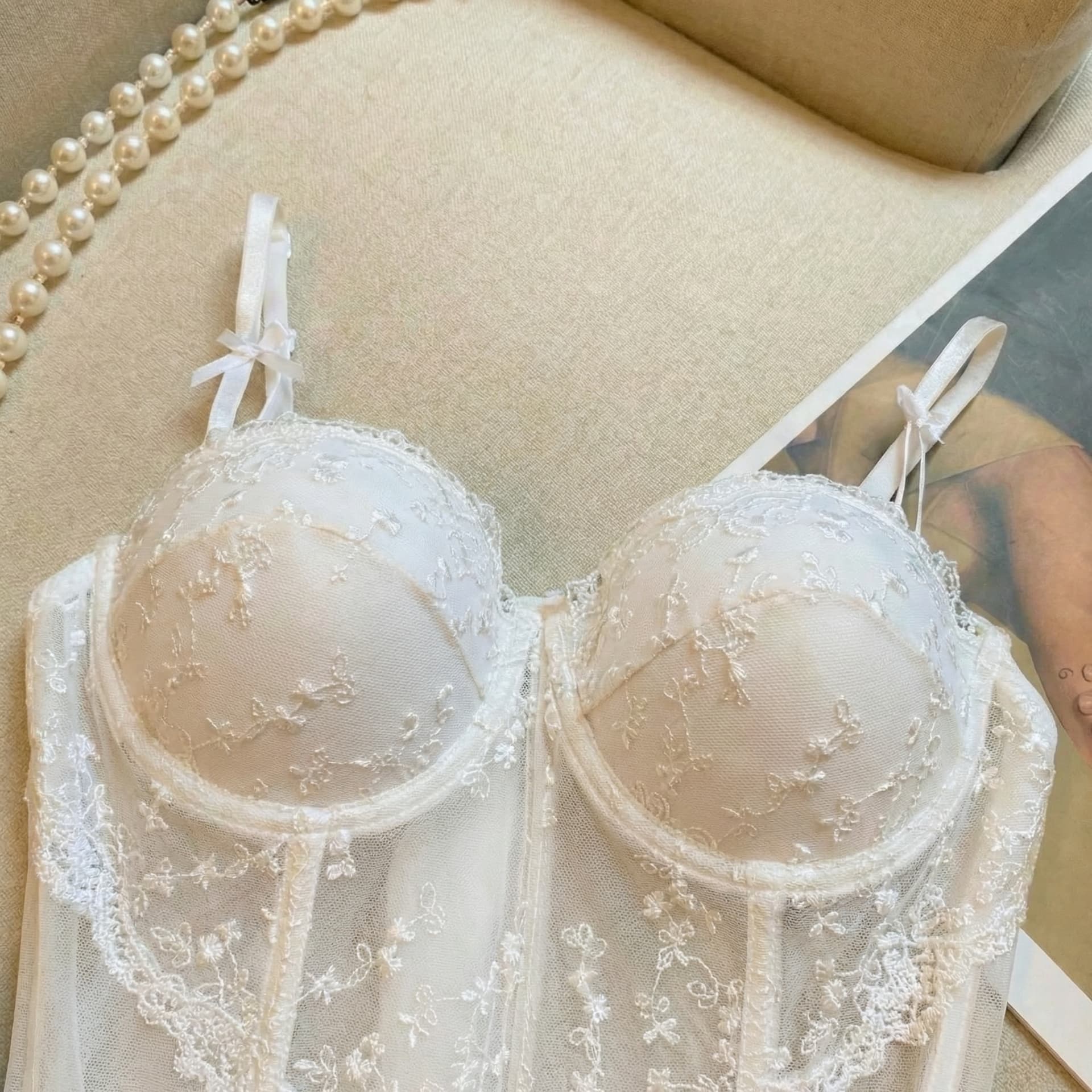실사 레이스 조각 망사 슬립 여성 아름다움 뒤로 브래지어 하나 조끼 민소매 생선뼈 허리 수축 쇼트 스타일 맨위 상세 이미지 4