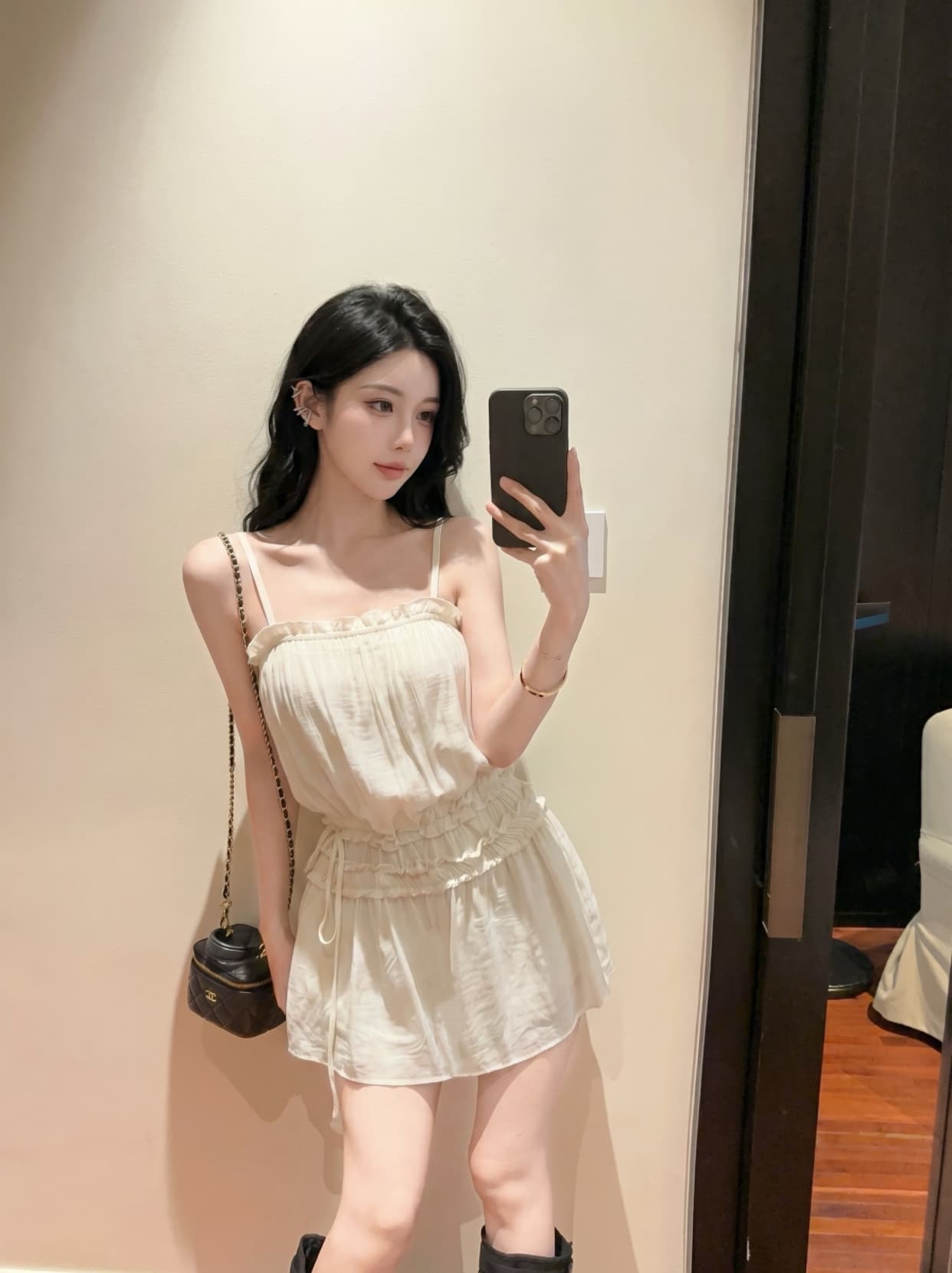 실사 titi 작은 자매 소녀 애정 드레스 여름 부드러운 달콤함 펌프 로프 쇼트 스타일 프릴 슬립 드레스 상세 이미지 7