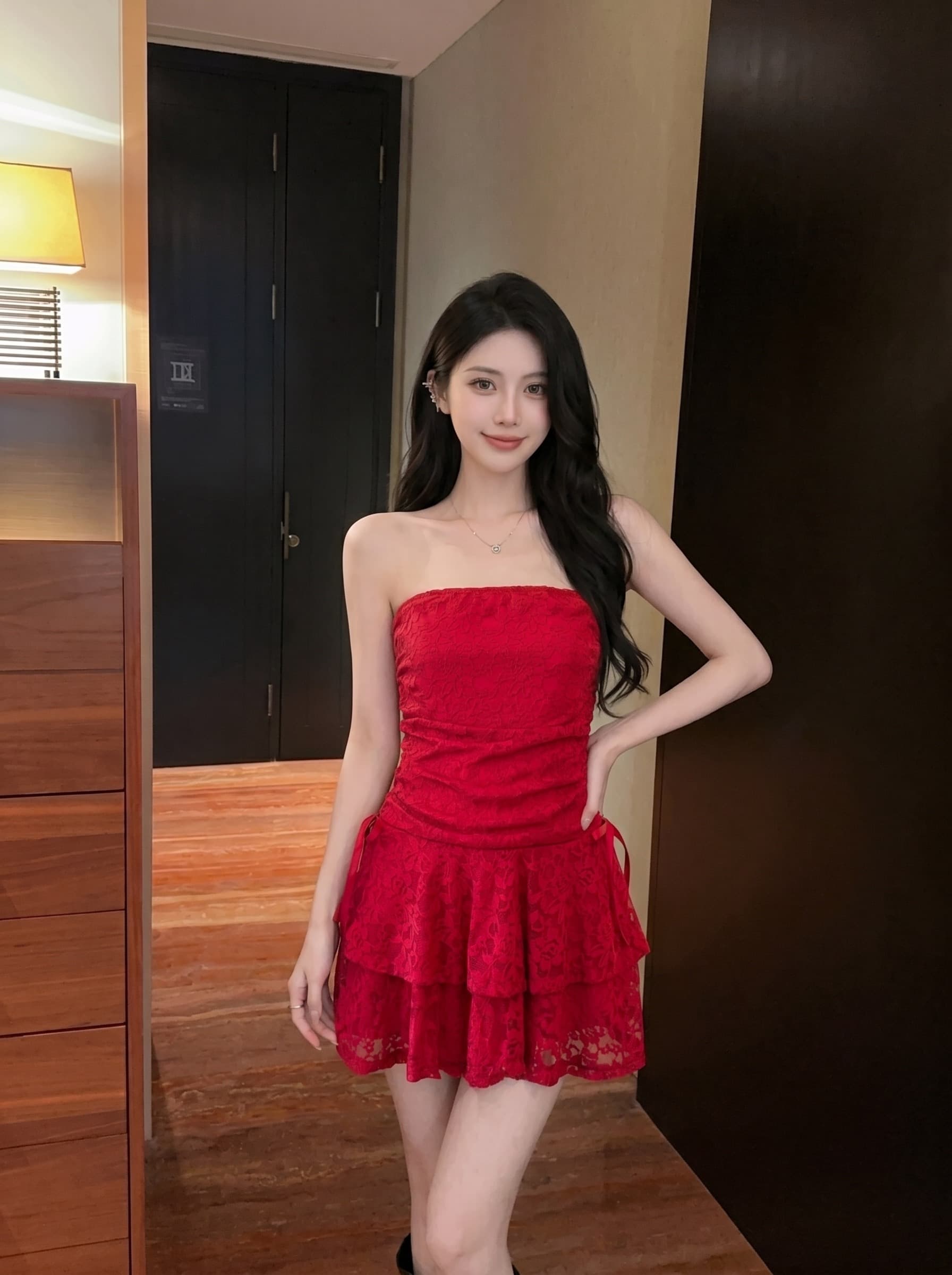 실사 프랑스식 순수한 욕망 허리 수축 자카드 튜브탑 치마 작은 대중 바람 디자인 센스 여름 단색 쇼트 스타일 드레스 상세 이미지 14