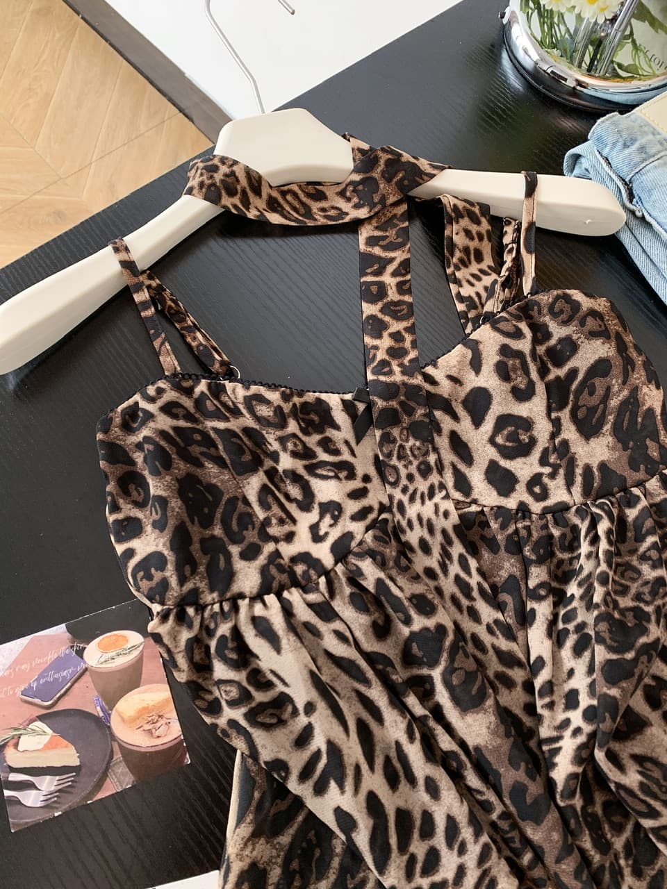 실사 순수한 욕망 섹시함 핫걸 품격 레오파드 무늬 캐미솔 여름 루즈핏 슬림해 보이는 다용도 차가운 센스 맨위 이미지 4