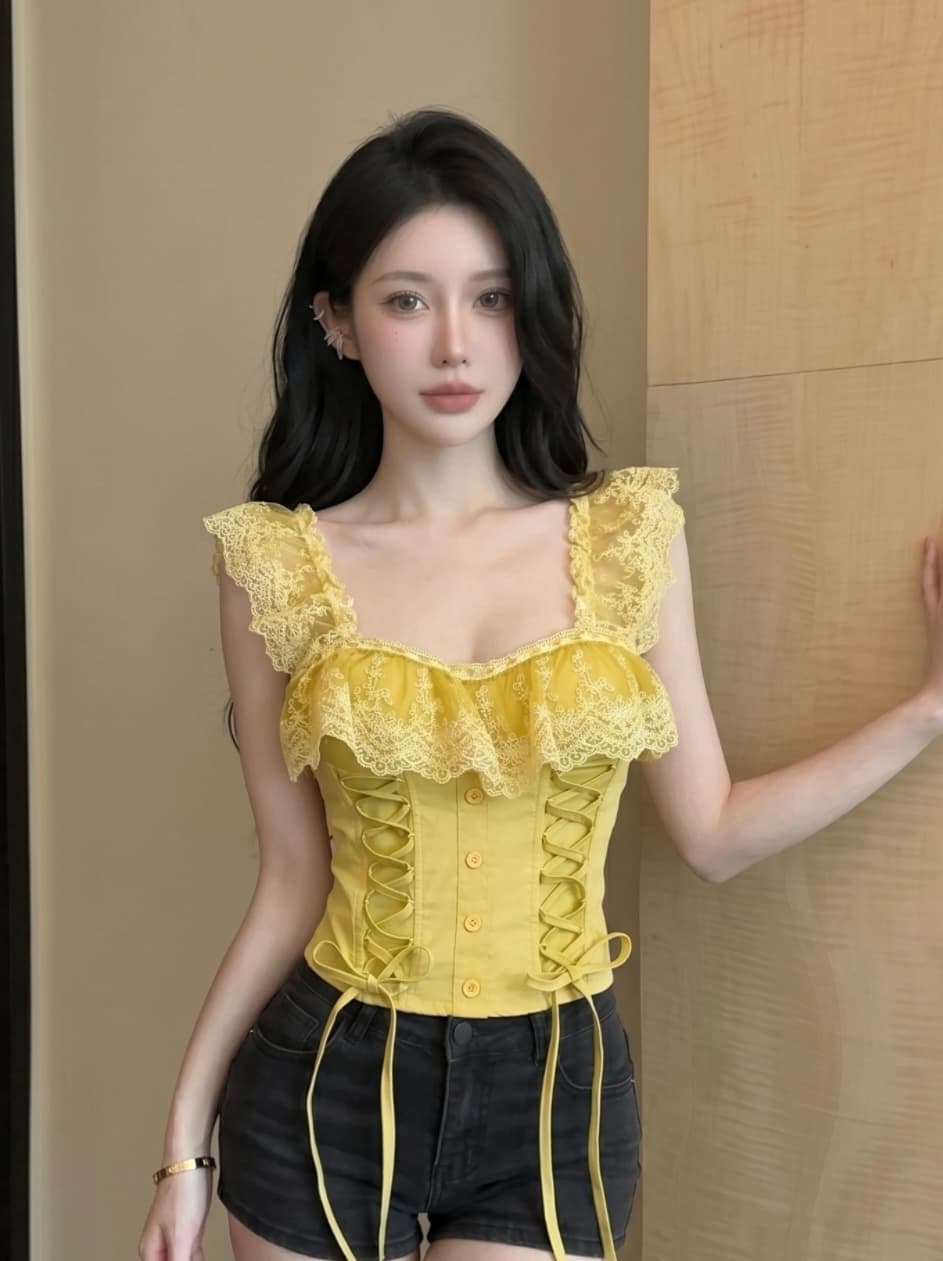 실사 레이스 조각 스트랩 허리 수축 생선뼈 코르셋 여성 여름 몸매 가꾸기 핫걸 벨트 가슴 패드 튜브탑 조끼 여성 상세 이미지 2