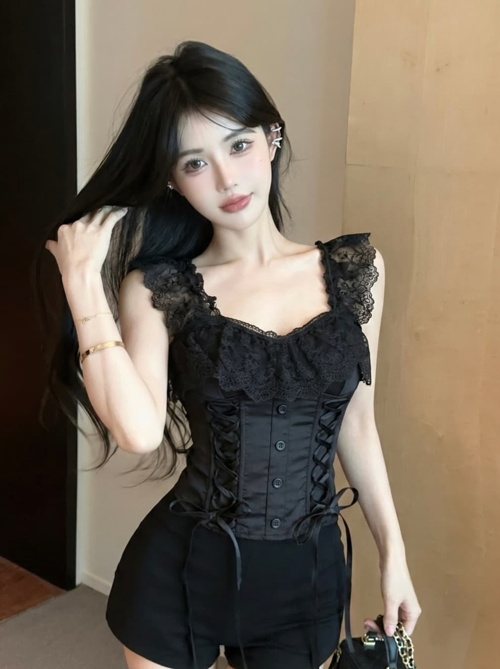 실사 레이스 조각 스트랩 허리 수축 생선뼈 코르셋 여성 여름 몸매 가꾸기 핫걸 벨트 가슴 패드 튜브탑 조끼 여성 상세 이미지 4