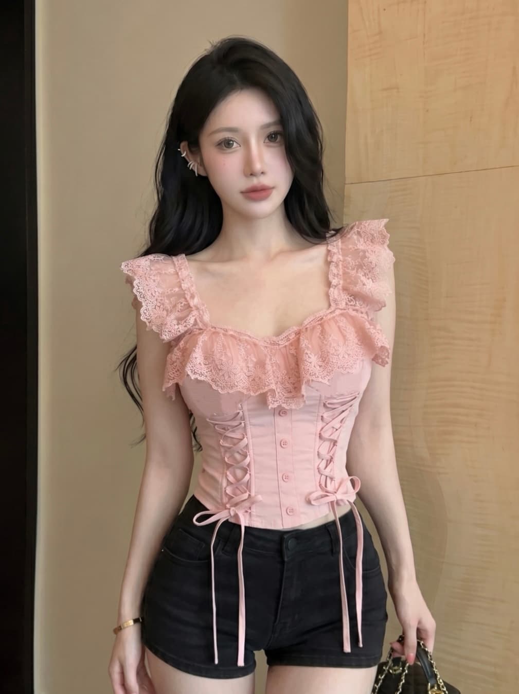실사 레이스 조각 스트랩 허리 수축 생선뼈 코르셋 여성 여름 몸매 가꾸기 핫걸 벨트 가슴 패드 튜브탑 조끼 여성 상세 이미지 6