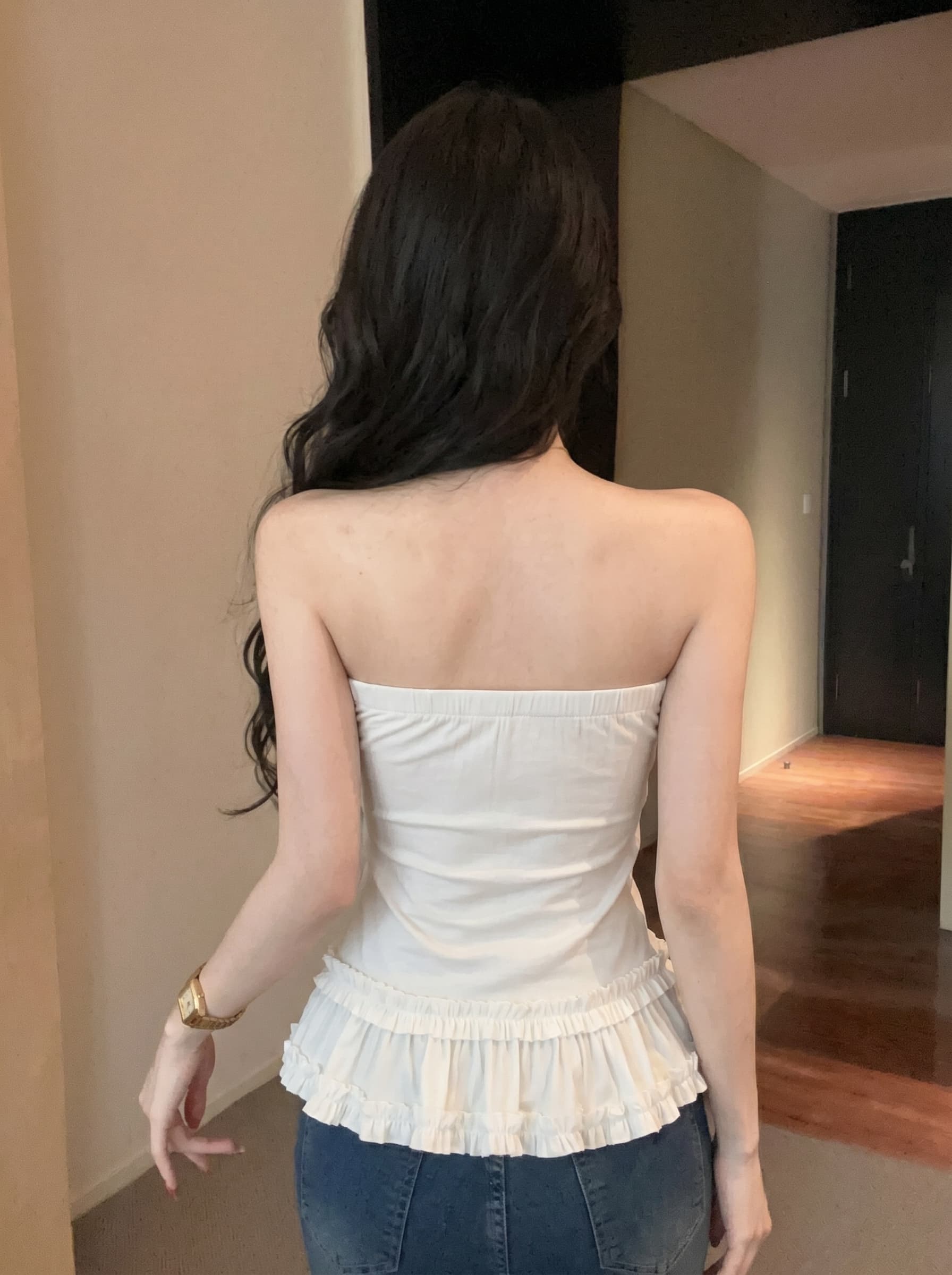 실사 한 부서 고양이 프린트 튜브탑 조끼 여성 여름 새로운 달콤함 연령 감소 몸매 가꾸기 슬림해 보이는 쇼트 스타일 맨위 상세 이미지 6