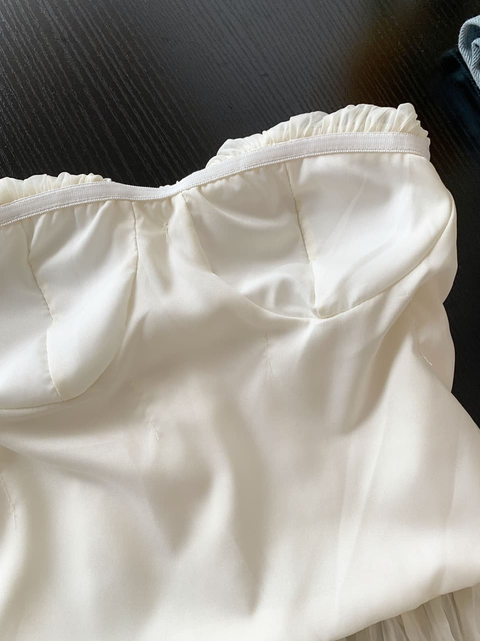 실사 순수한 욕망 핫걸 보트넥 튜브탑 조끼 여성 여름 불규칙 밑단 주름 몸매 가꾸기 허리 수축 짧은 맨위 상세 이미지 8
