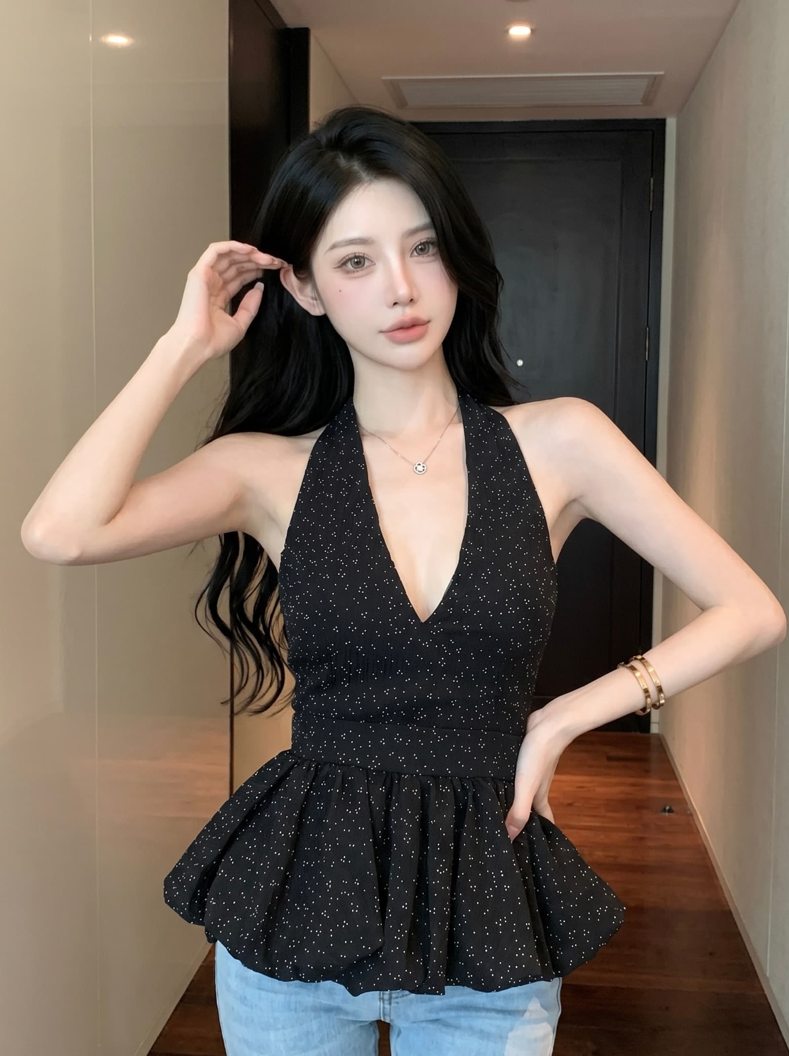 실사 한 부서 ins 빛 요리 한 핫걸 꽃무늬 2026 년 여성 여름 새로운 연령 감소 허리 수축 꽃밭 밑단 조끼 상세 이미지 17