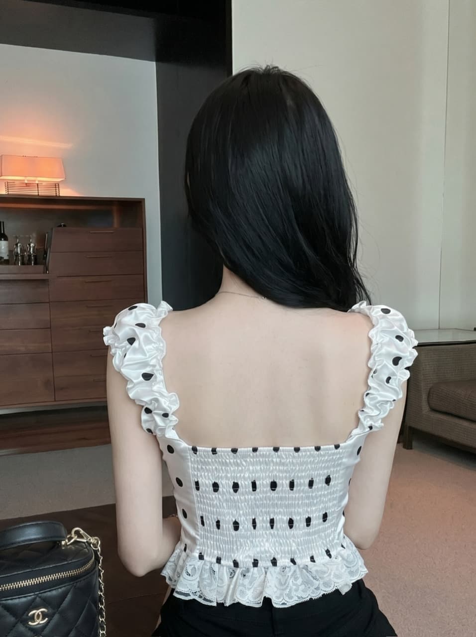 실사 프랑스식 달콤한 스타일 도트 무늬 레이스 캐미솔 여름 새로운 작은 키 디자인 센스 스택 착용 맨위 상세 이미지 8